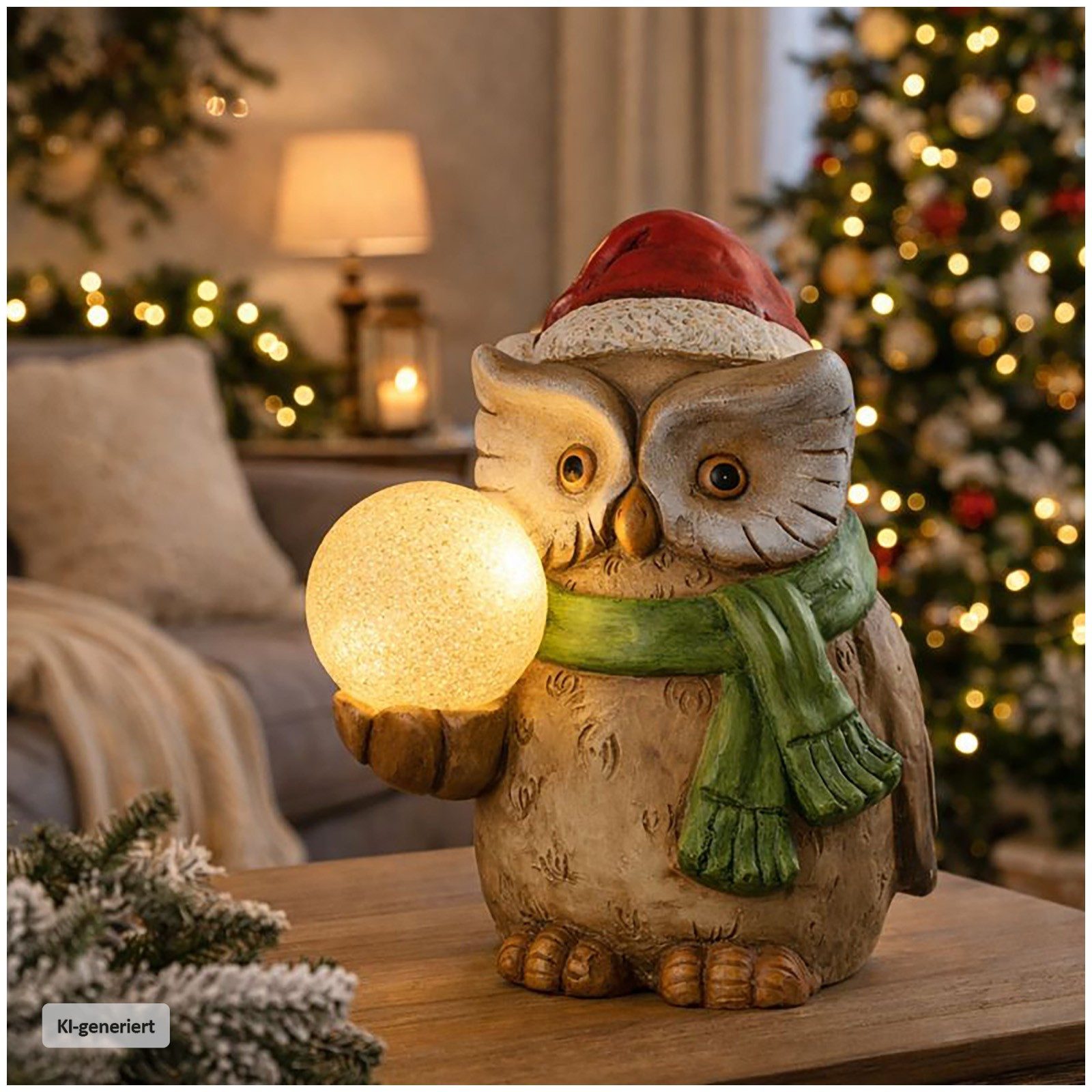 HGD Holz-Glas-Design Weihnachtsfigur Weihnachtsfigur 41 cm Weihnachtseule XL (Stück, 1 St., 1 Weihnachtsfigur), Weihnachtsdekoration