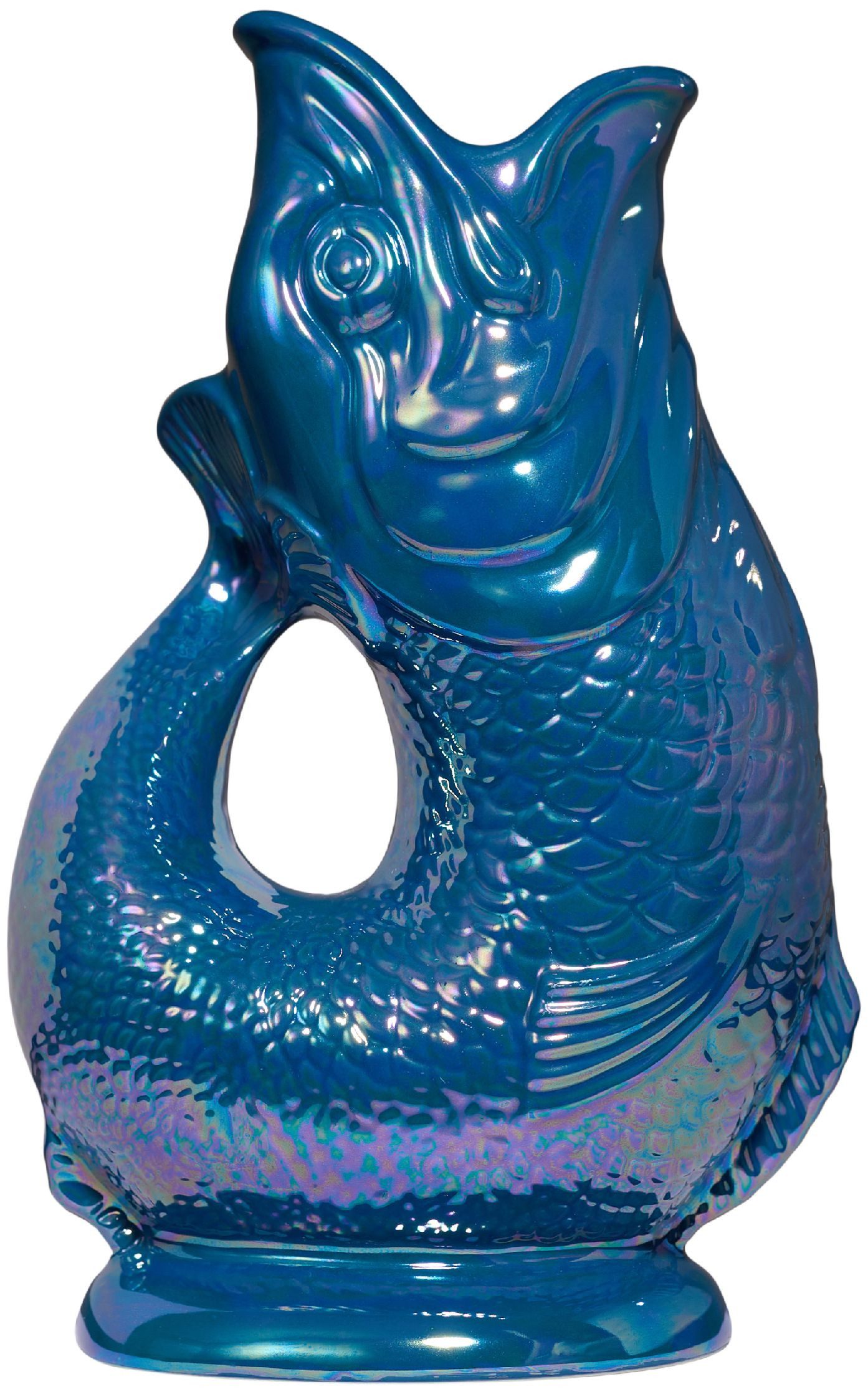 Gluckigluck Wasserkaraffe, (Original Gluggle Jug aus England), mit Gluckergeräusch, handgefertigt, ikonisches Fisch-Design, 1,2 L