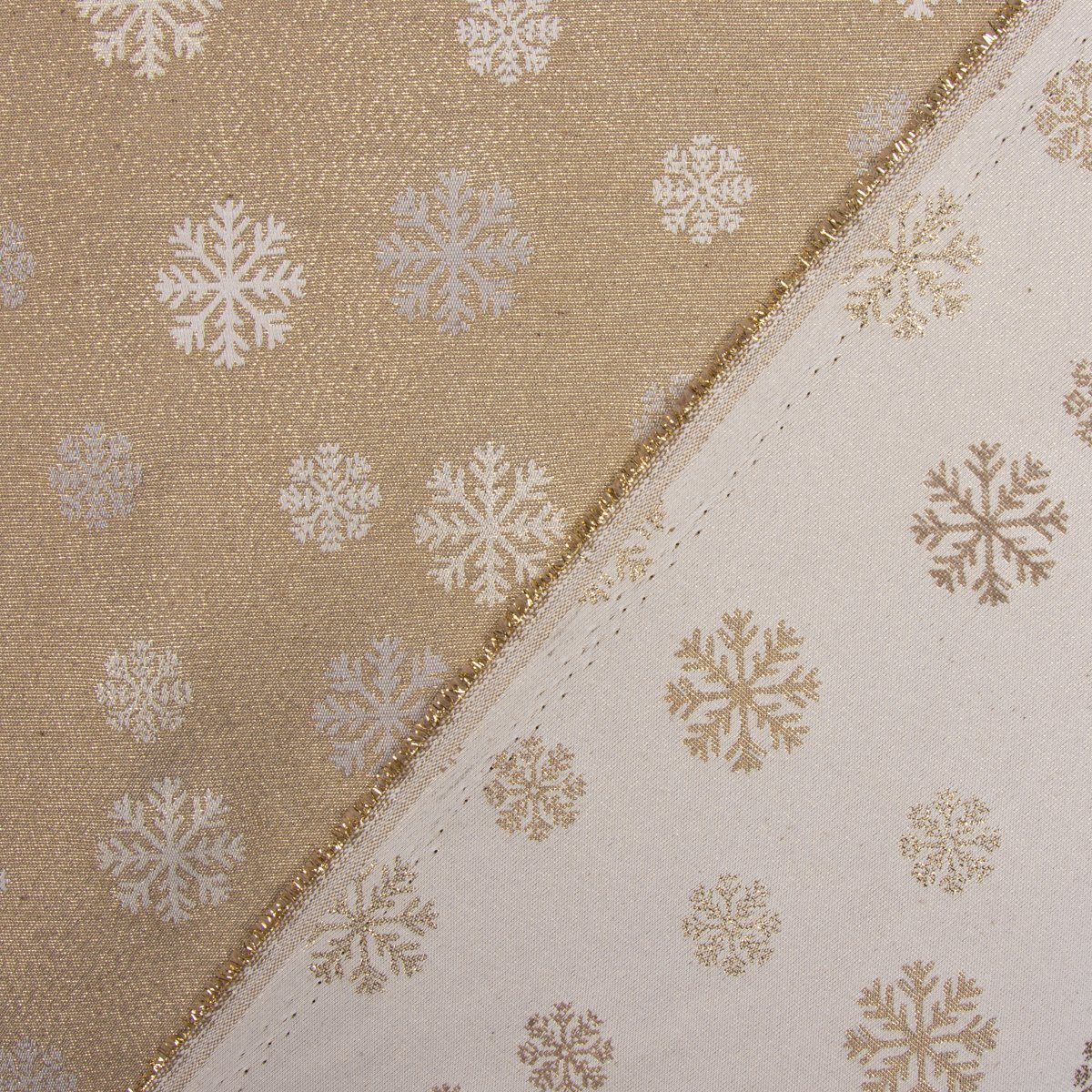 SCHÖNER LEBEN. Stoff Dekostoff Meterware Lurex Wendestoff Weihnachten beidseitig gold 160cm, überbreit]