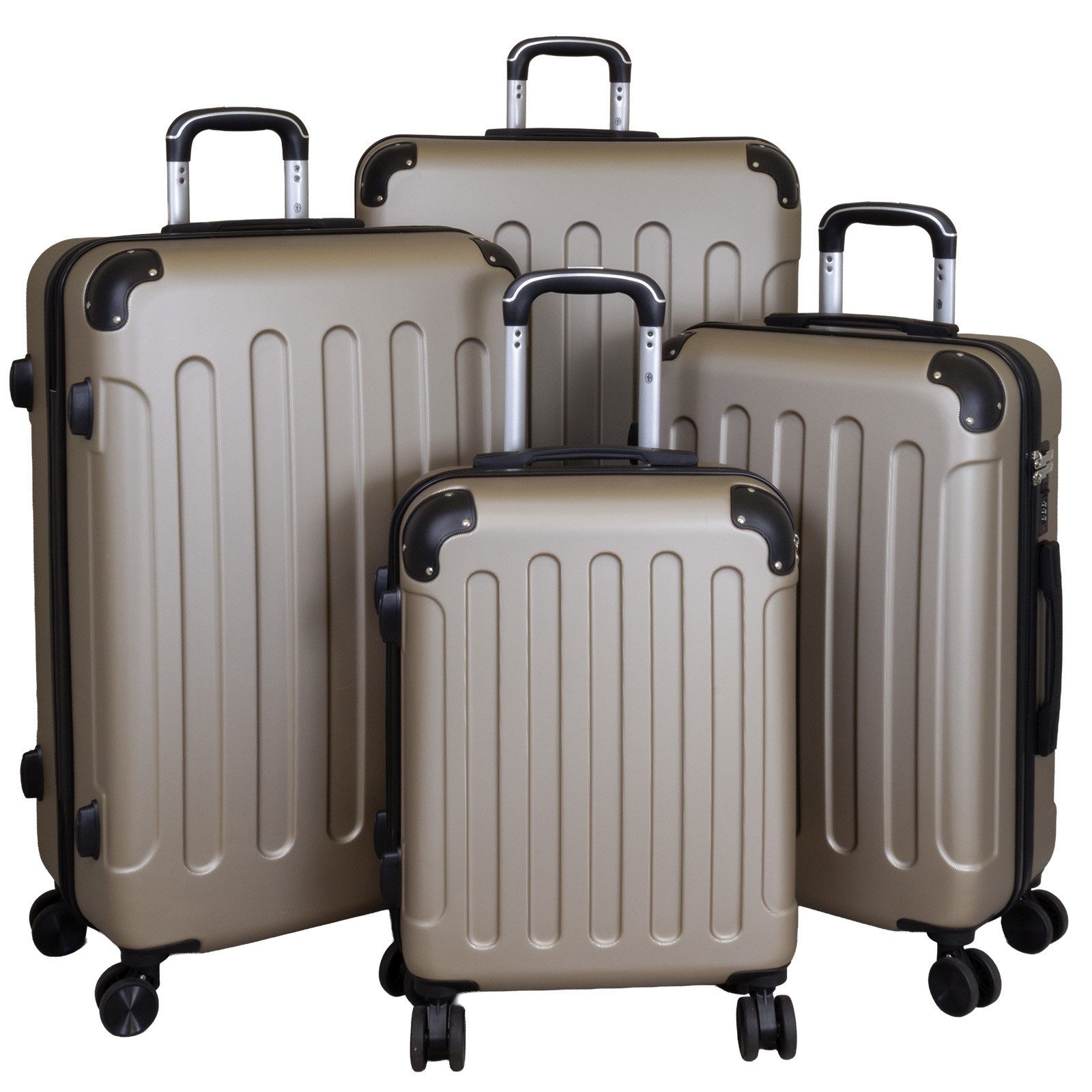 Warenhandel König Trolleyset Gronau, 4 Rollen, (Gr. M, L, XL und XXL, 4 tlg., Hartschalen Trolley Set), aufrecht rollbar