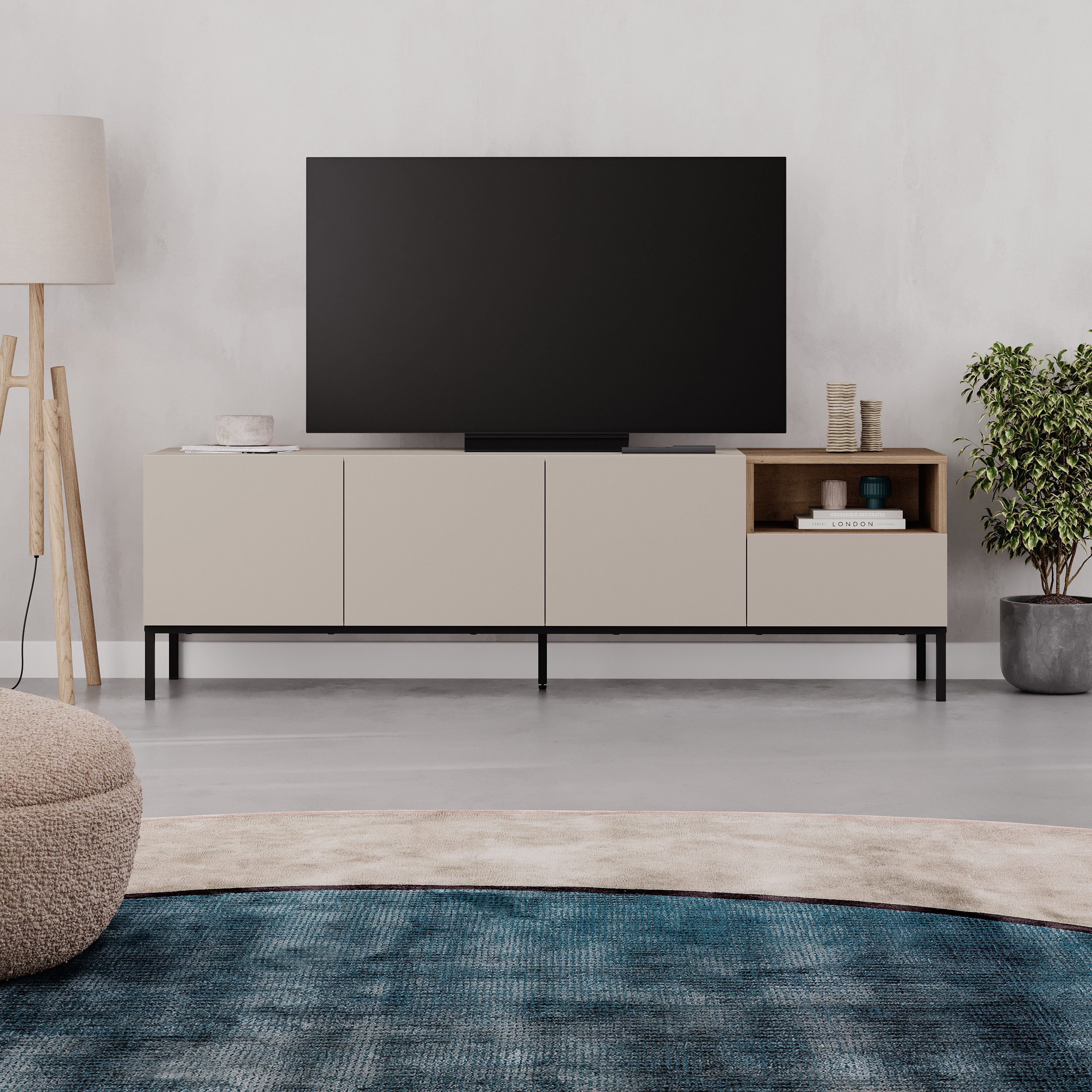 Decortie TV-Schrank Cailin TV-Schrank 180 cm Moderner TV-Ständer Multimedia-Center 180x41,8x55