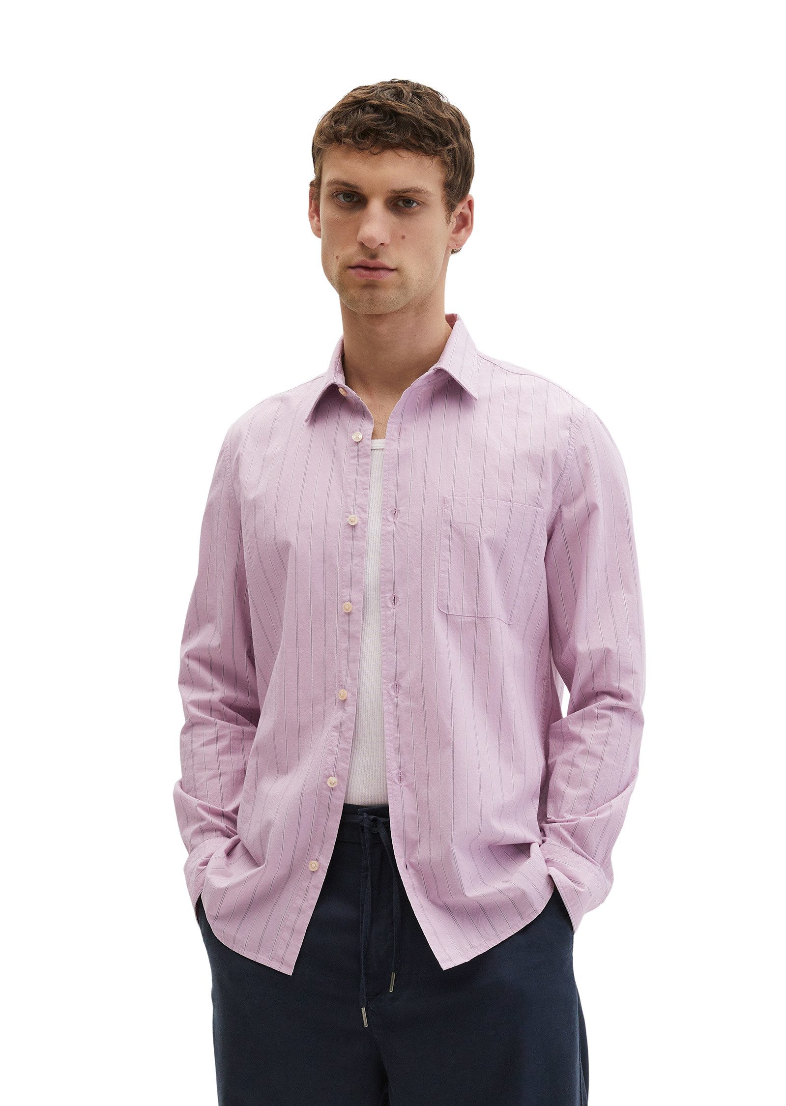 Marc O'Polo Langarmhemd aus bewegtem Bio-Baumwoll-Popeline