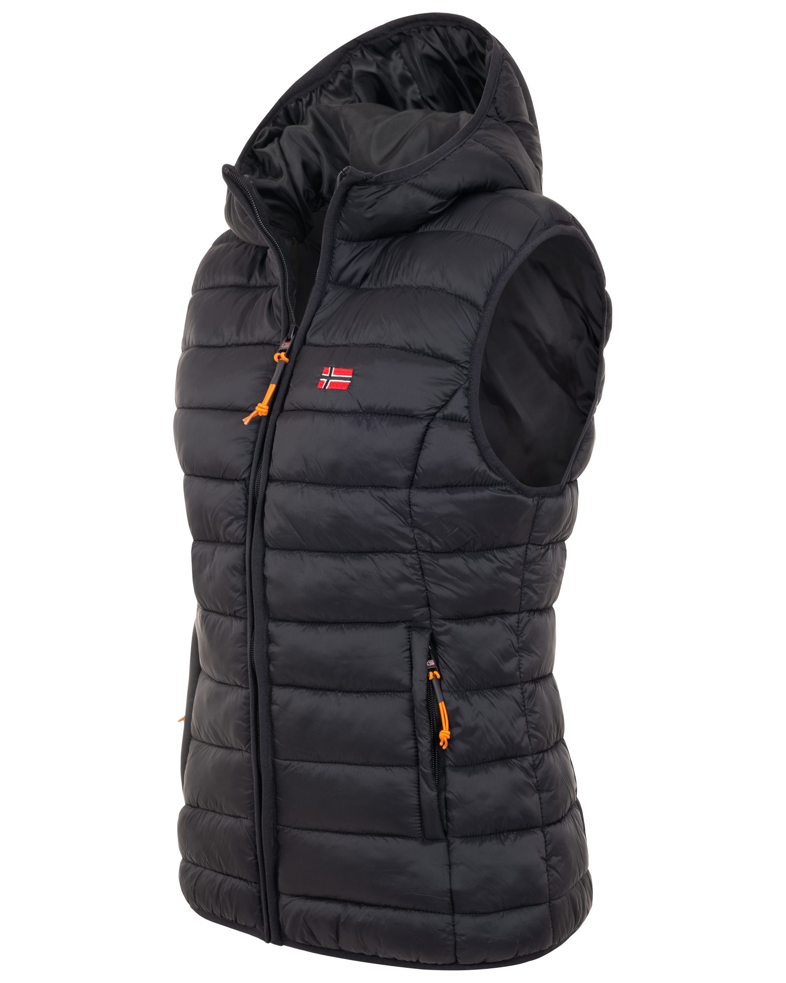 Geographical Norway Steppweste Damen Steppweste mit Kapuze Frühlings sportlich Übergangs Weste Herbst