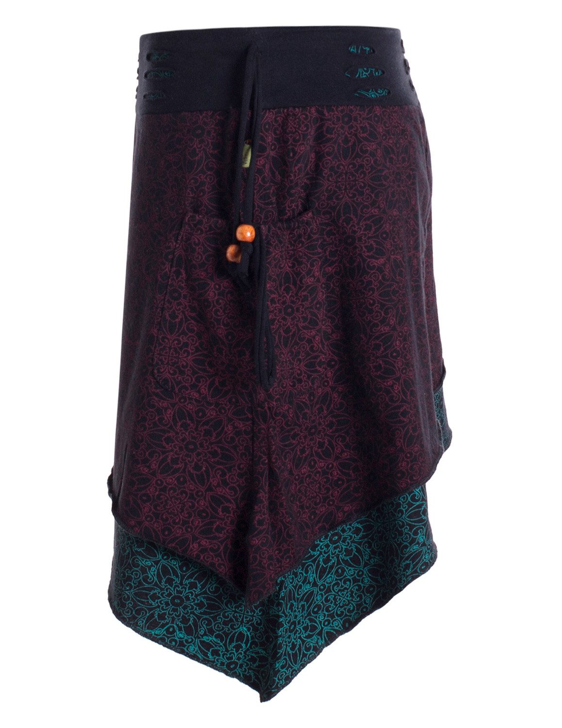 Vishes Minirock Mini-Rock Blumen-Muster extra breiter Bund mit Kordel-Zug und Taschen Alternative Bekleidung, Ethno, Hippie, Retro Style