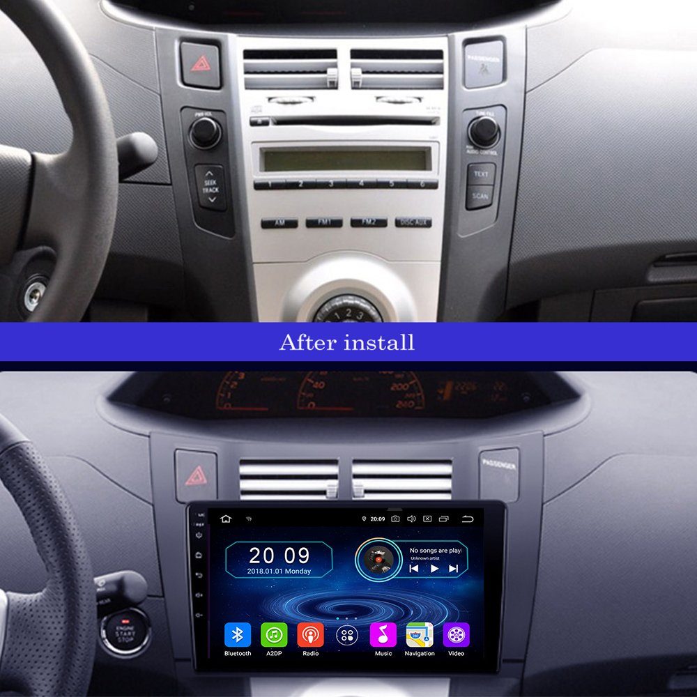 TAFFIO 9" Touch GPS Toyota CarPlay Yaris für Vitz Einbau-Navigationsgerät Android Platz Autoradio