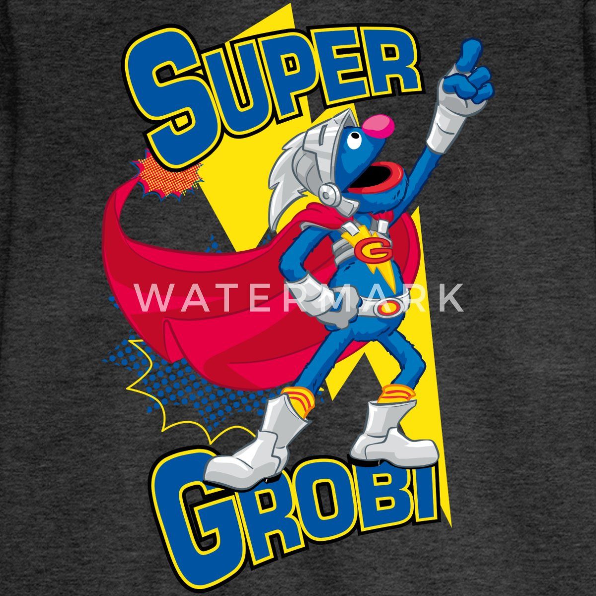 Spreadshirt T-Shirt Sesamstraße Grobi Supergrobi Superheld Kinder Premium Langarmshirt (1-tlg)