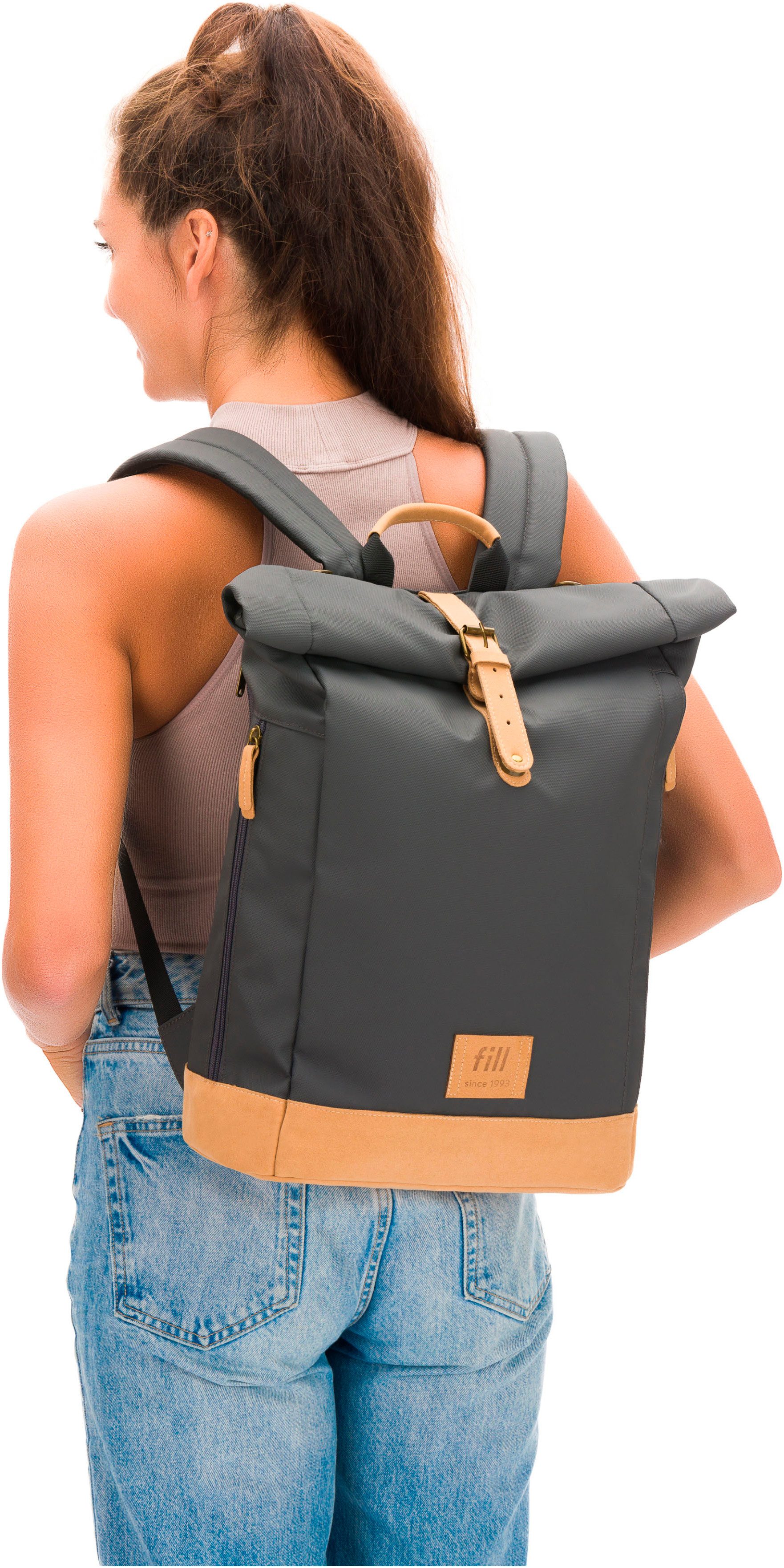 Fillikid Wickelrucksack Rolltop Berlin stone grey, inkl. Wickeltunterlage