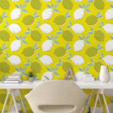Abakuhaus Vinyltapete selbstklebendes Wohnzimmer Küchenakzent, Zitrone Hand gezeichnet Big Sour