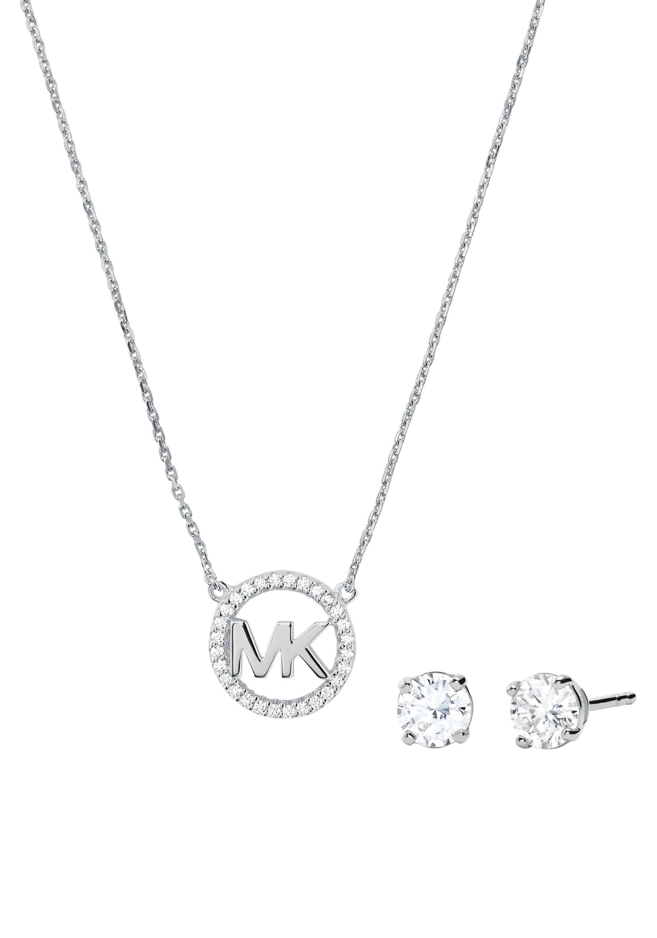 MICHAEL KORS Ohrring und Ketten MKC1260AN040, (Set, PREMIUM, mit 3-tlg), Set MKC1260AN710 Zirkonia MKC1260AN791, silberfarben-kristallweiß