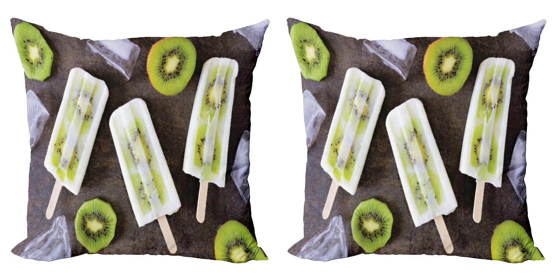 Digitaldruck, Foto Kissenbezüge am Stück), Accent Abakuhaus Eis Kiwi Modern (2 Stiel Obst Hausgemachte Doppelseitiger