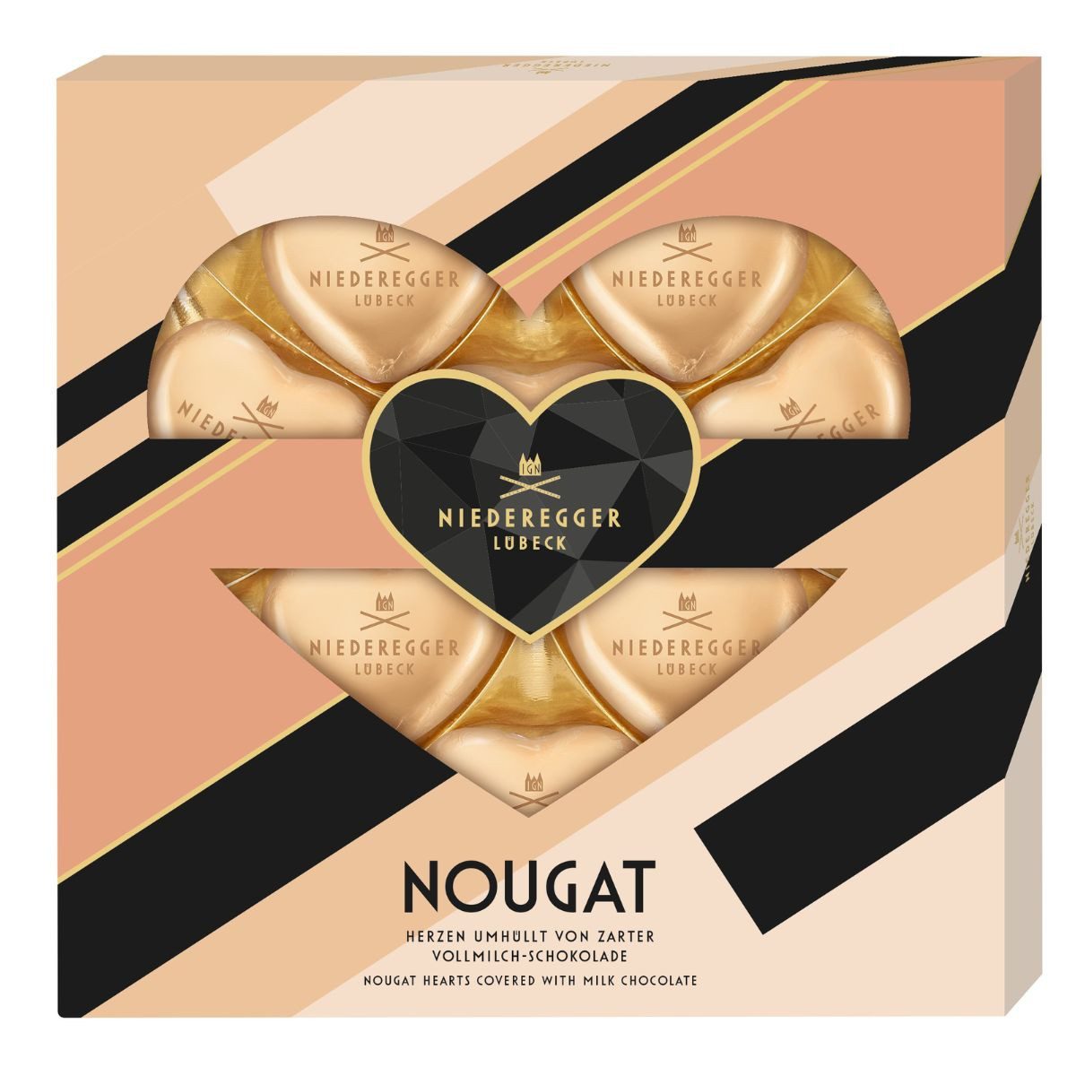 Niederegger Süßigkeit Niederegger Nougat-Herzen, 125 g, 10 St.