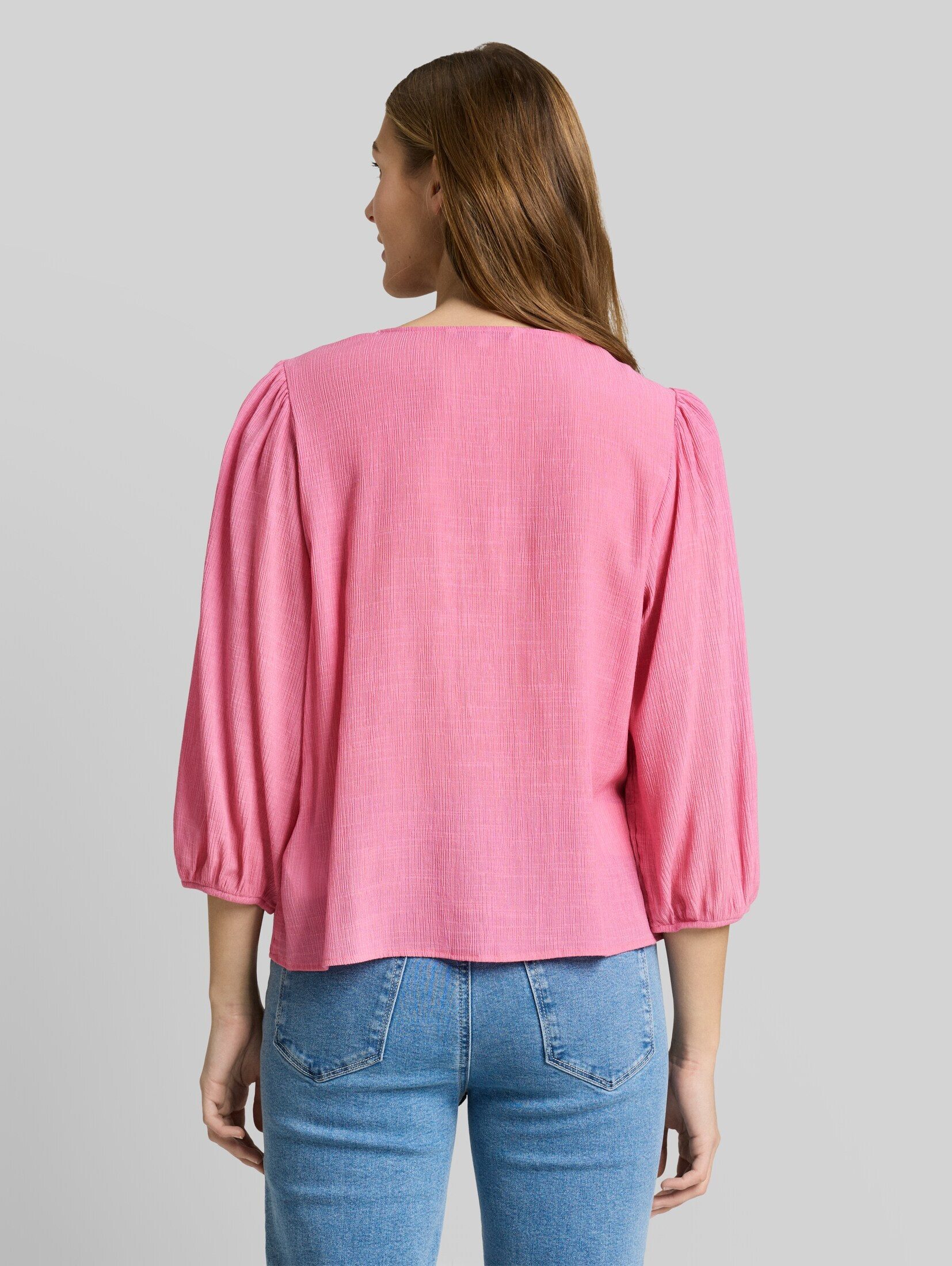 TOM TAILOR Denim Kurzarmbluse Blusen & Shirts Crinkle Bluse mit Knopfleiste