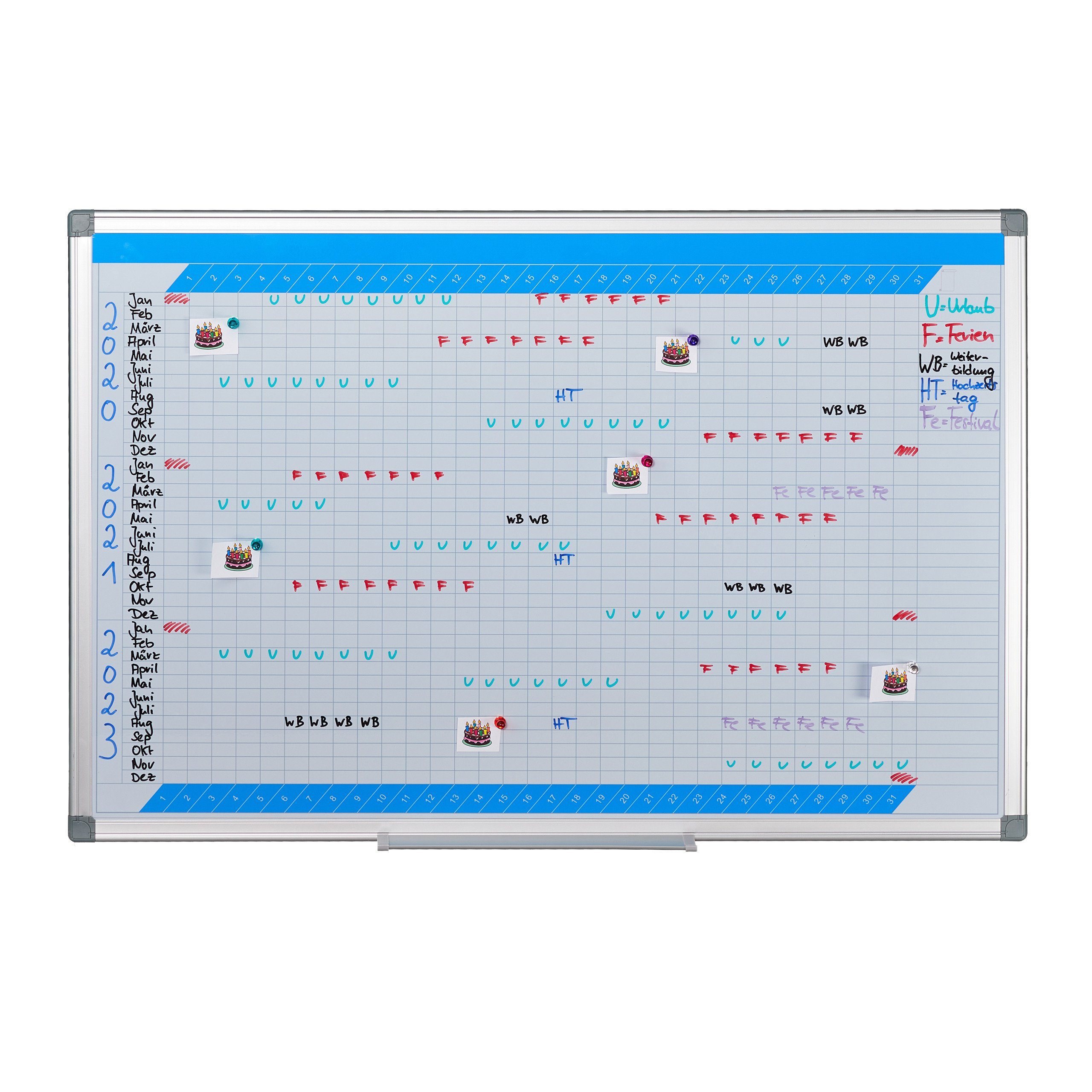 relaxdays Memoboard Whiteboard Planer, (1-tlg), Jahresplaner