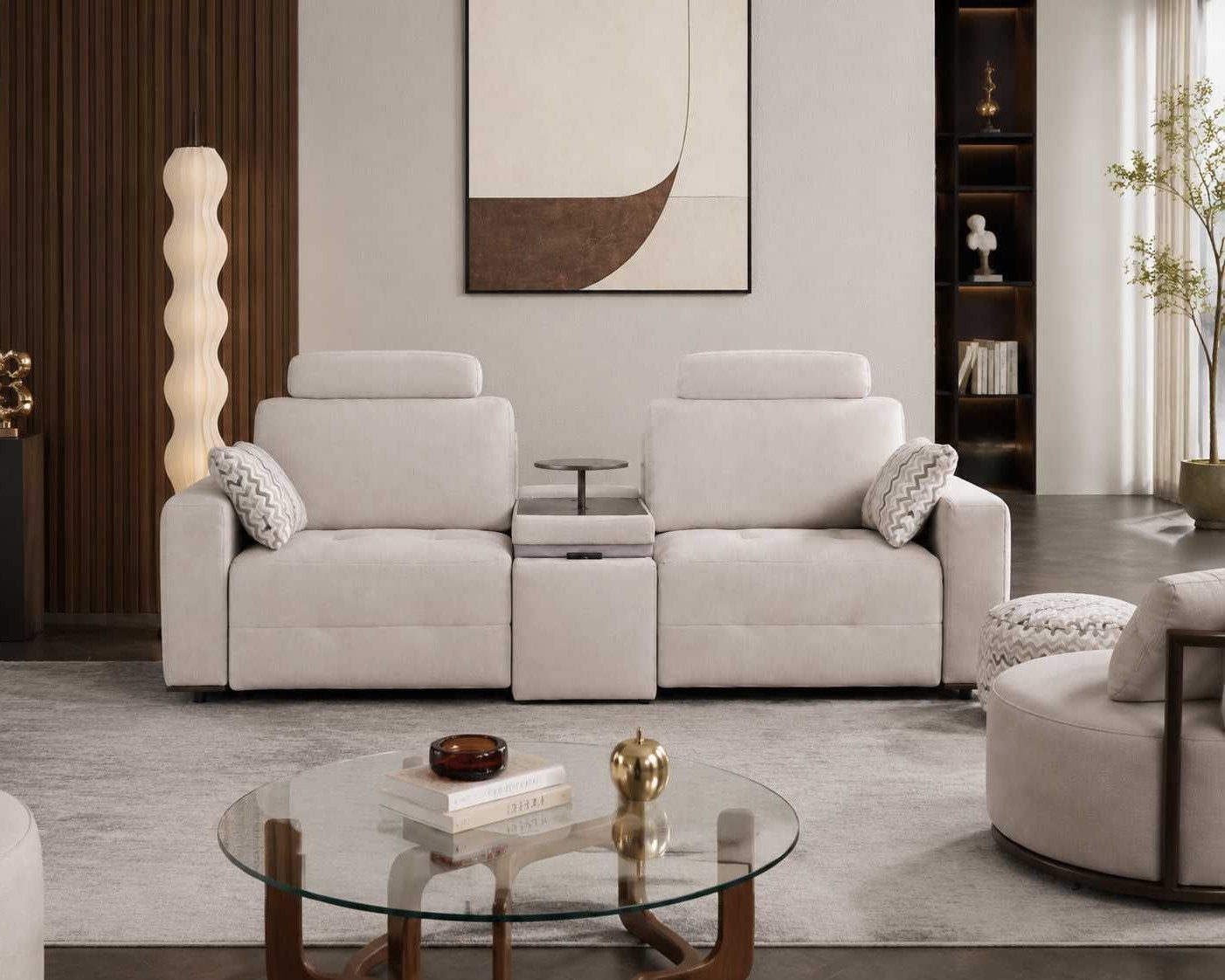 Xlmoebel 2-Sitzer Beige 2-Sitzer Sofa im eleganten italienischen Stil mit, 3 Teile, Made in Europa
