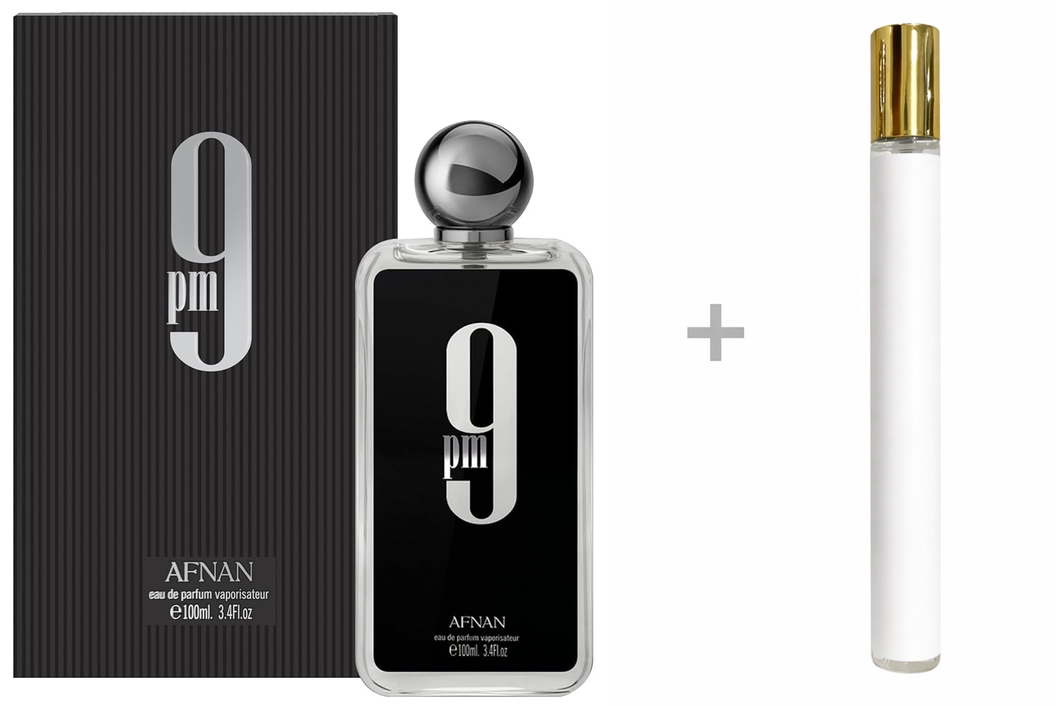 Afnan Duft-Set 9pm Eau de Parfum (EDP) Herren Spray, Süß-würziger Duft mit Apfel, Zimt und Orangenblüte