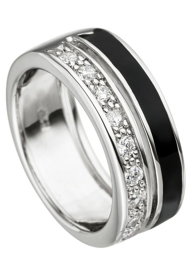 JOBO Silberring Ring mit Zirkonia, 925 Silber rhodiniert