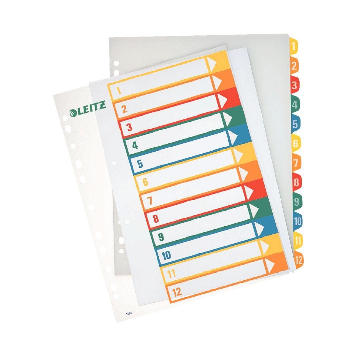 LEITZ Aktenordner 1294, Register 1-12, DIN A4 überbreit, 12-tlg., Universallochung, Kunststoff