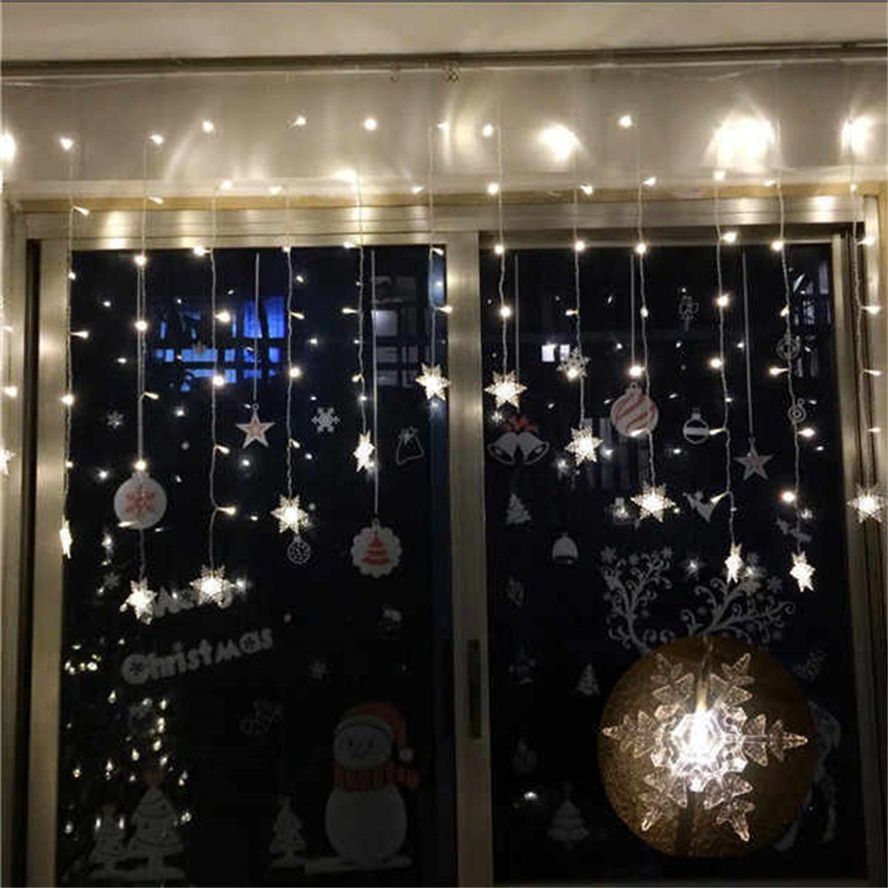 Weihnachts-LED-Lichterketten, Licht dekoratives Dekorative Schneeflocken-Licht, Lichterkette Weiß wasserdicht,