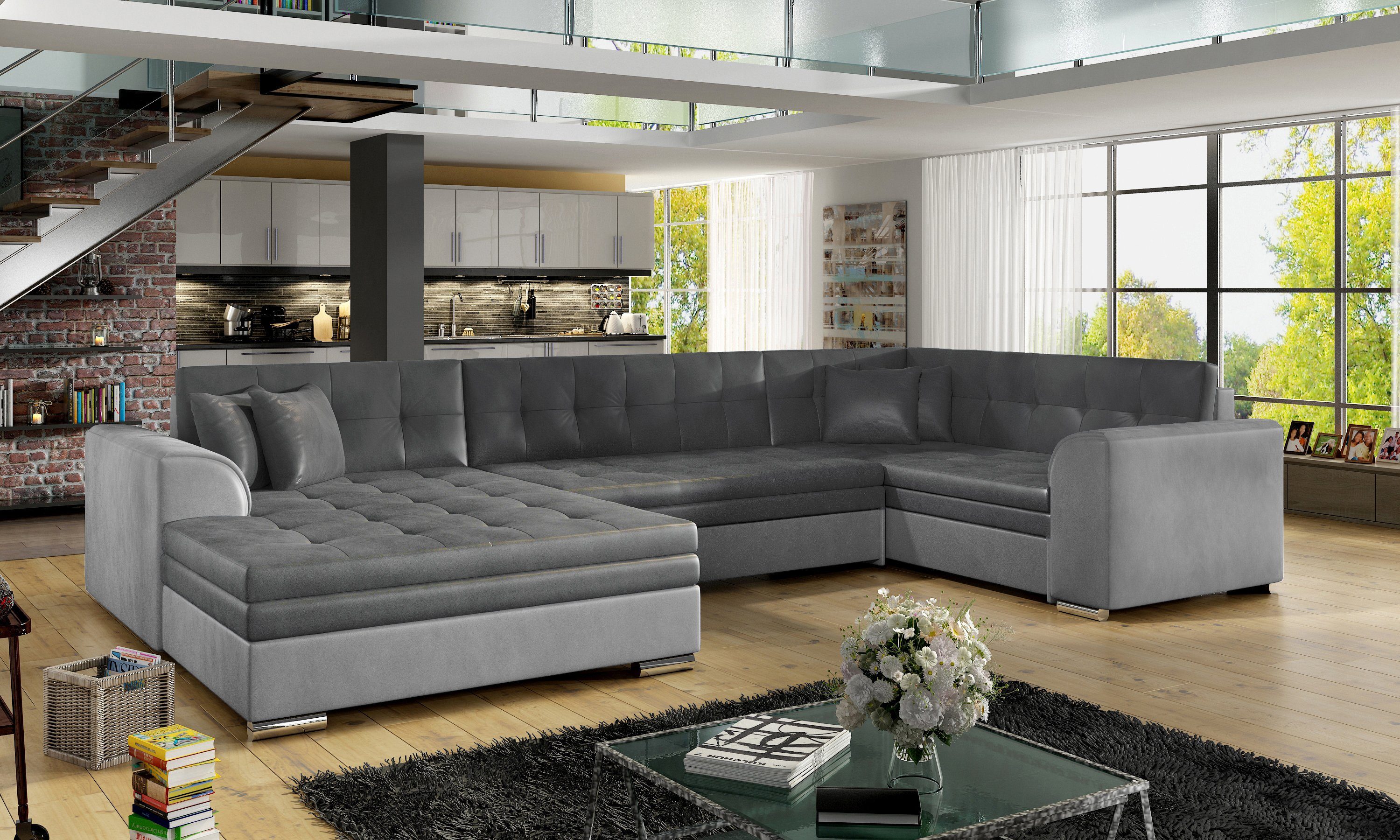 Möbel für Dich Ecksofa Ecksofa Damario in U Form, mit Schlaffunktion