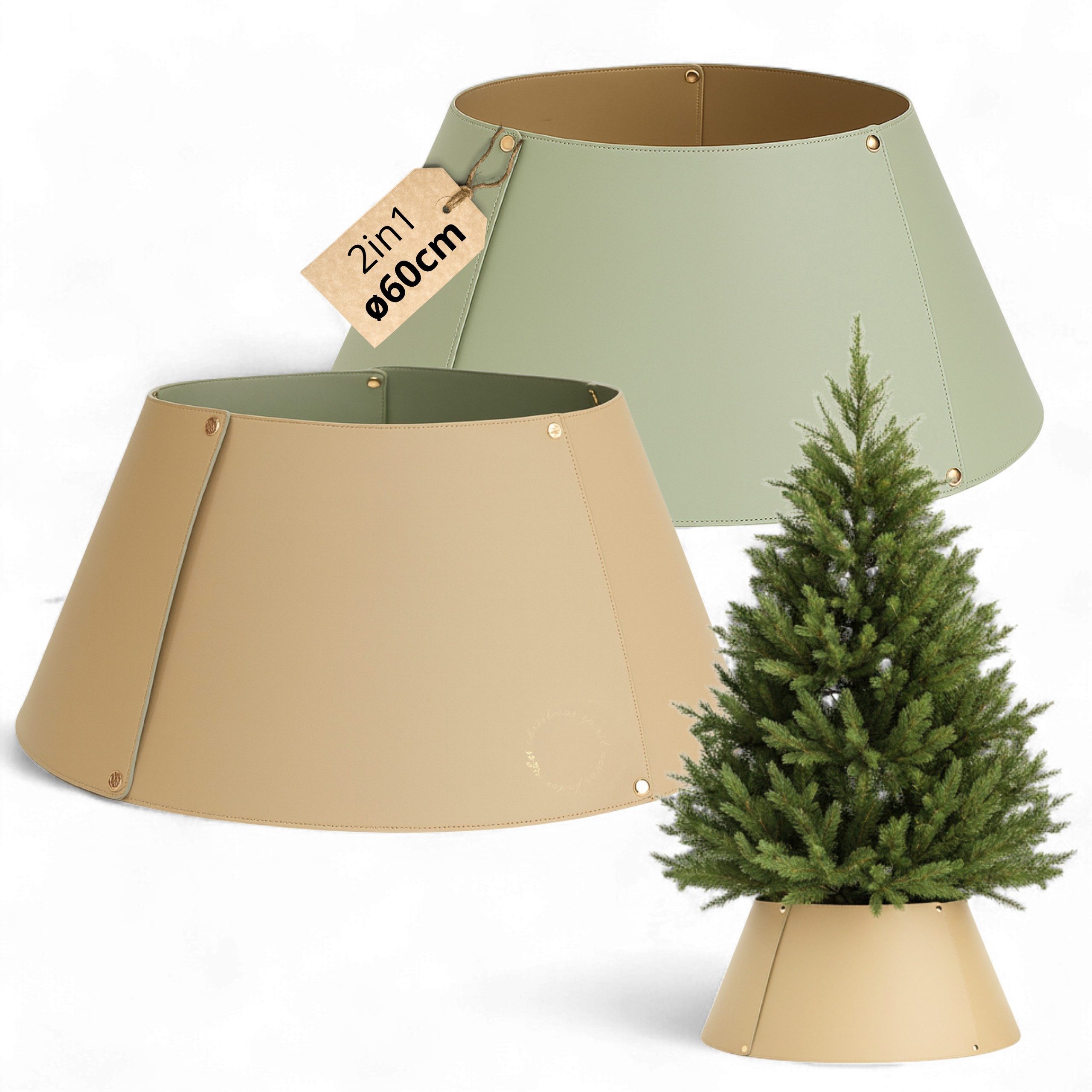 LIVLIG Weihnachtsbaumdecke Weihnachtsbaum Kragen, Weihnachtsbaum Rock, Baumständer Korb, Größenverstellbar, Beidseitig nutzbar