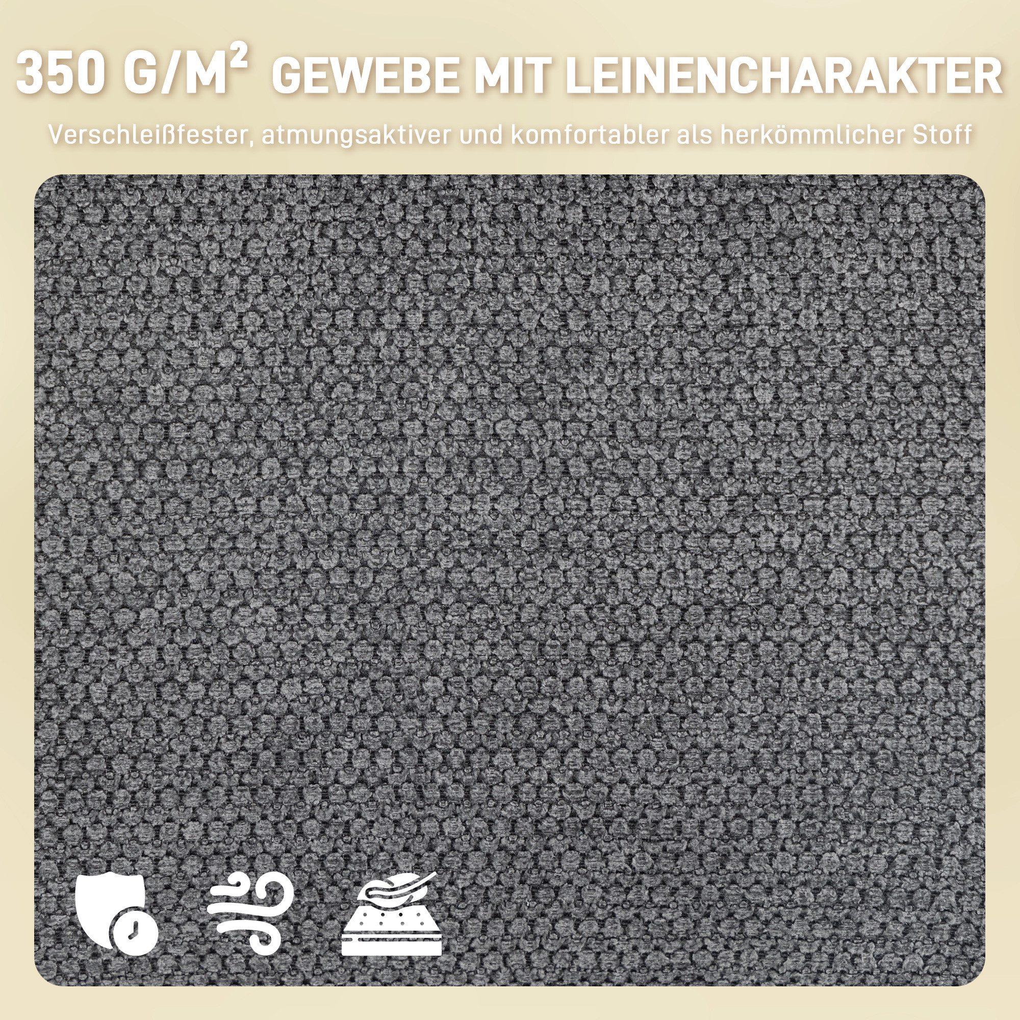 HOMCOM Esszimmerstuhl Ergonomisch Drehstuhl, mit Armlehne, Rückenlehne, Polsterstuhl (360° Drehbar Küchenstuhl, 1 St), für Esszimmer Wohnzimmer, Grau – Bild 4 von 5