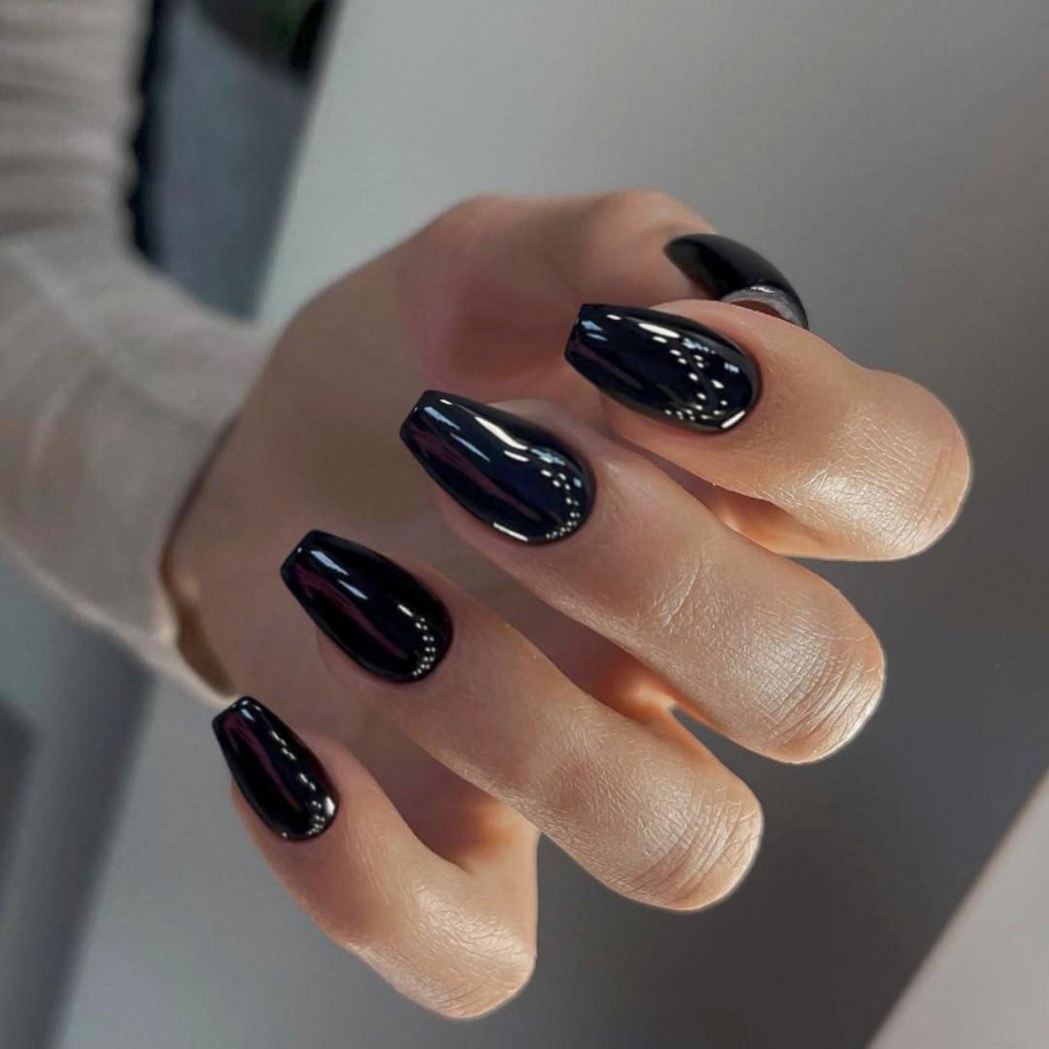 LuxusKollektion Kunstfingernägel Fingernägel Ballerina Kurz Jelly Gel Acryl 24 Stück Sarg Schwarz