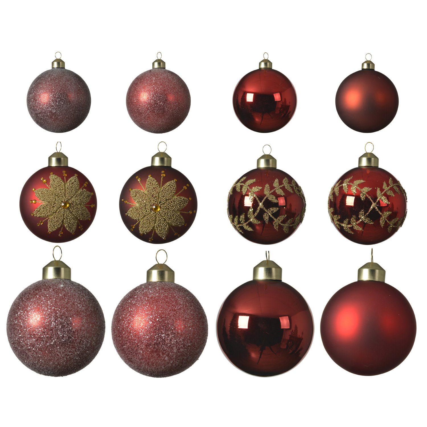 Weihnachtsbaumkugel Christbaumkugel Weihnachtskugel Glas 3 Größen glänzend matt rot 12St.