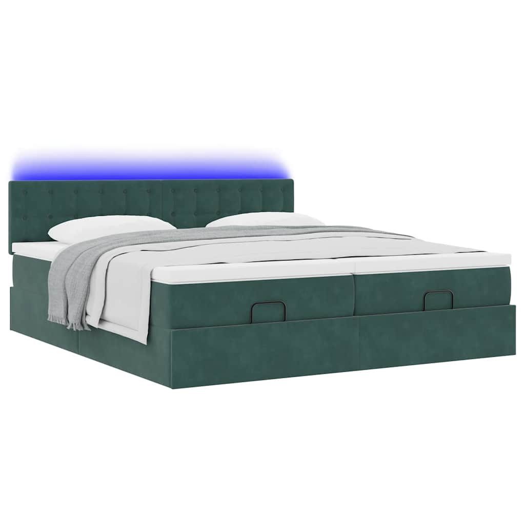 vidaXL Bett Ottoman-Bett mit Matratzen & LEDs Dunkelgrün 180x200 cm Samt günstig online kaufen