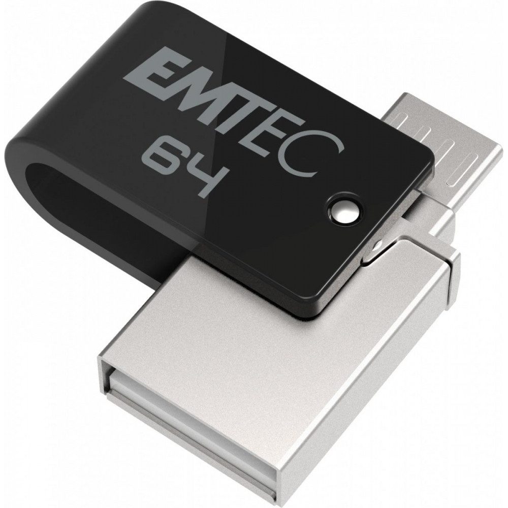 EMTEC T260 USB 2.0 / Micro-USB 64GB USB-Stick Schwarz USB-Stick