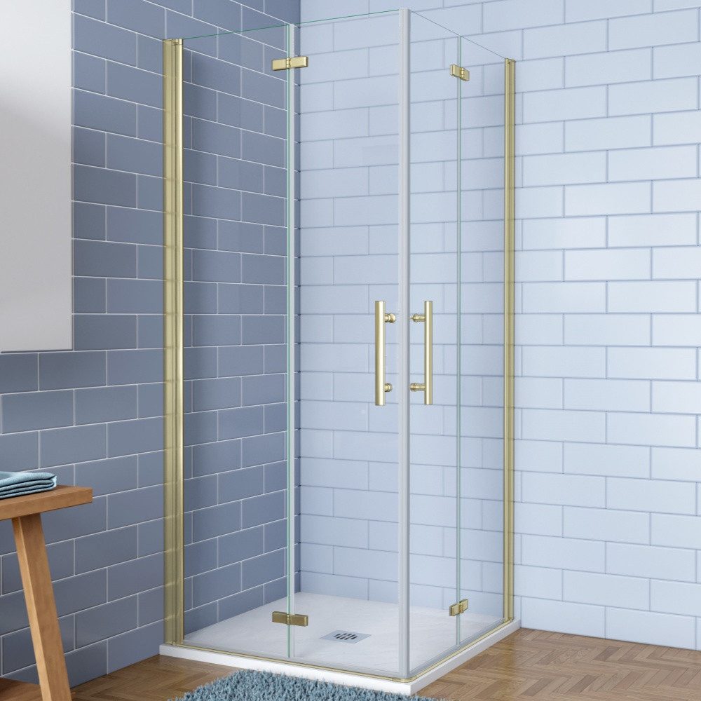 AICA Eckdusche H:195cm Scharniertür Drehtür Falttür Duschabtrennung Duschka günstig online kaufen