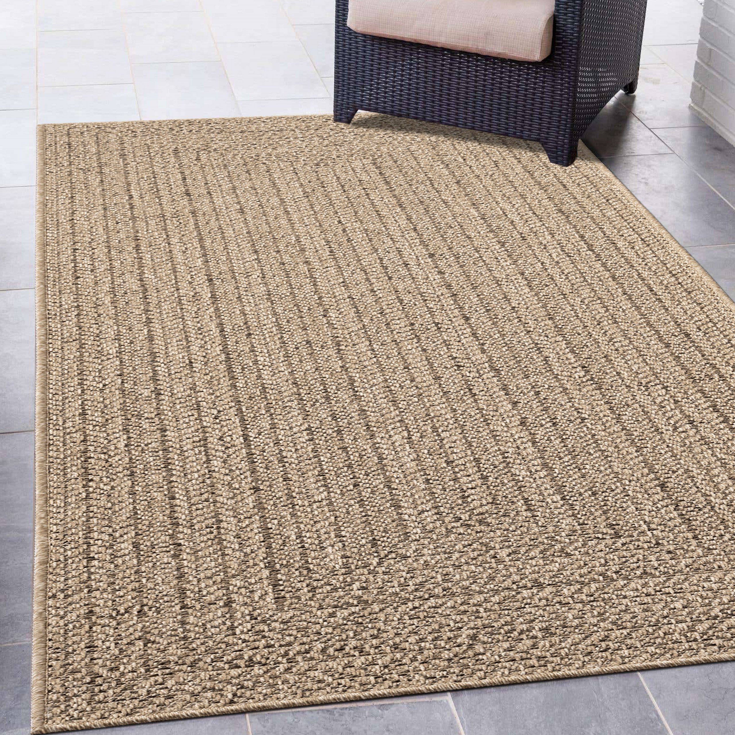 Carpetia Outdoorteppich In- & Outdoorteppich Jute-Look, rechteckig, Höhe: 5 mm, robuste Struktur wetterfest & pflegeleicht