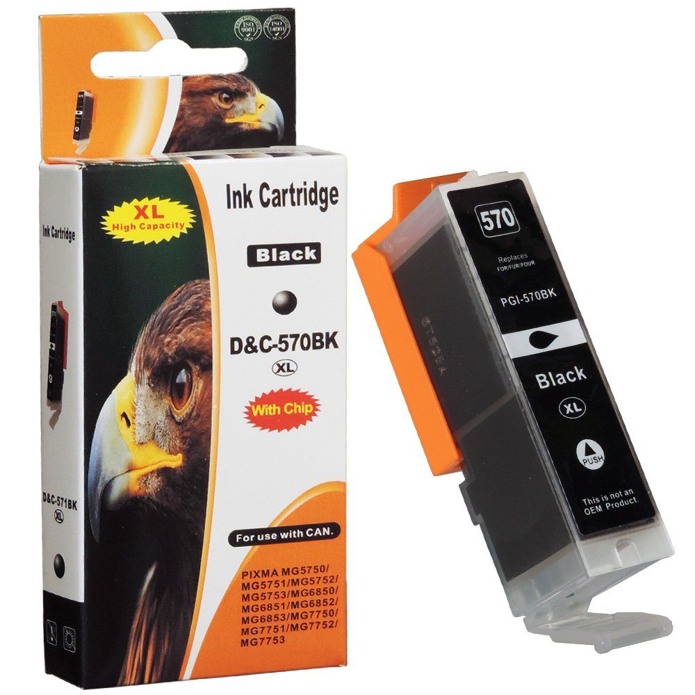 (Schwarz CLI-571 PGI-570 Multipack Tintenpatrone XL XL, Canon 6-Farben Kompatibel D&C