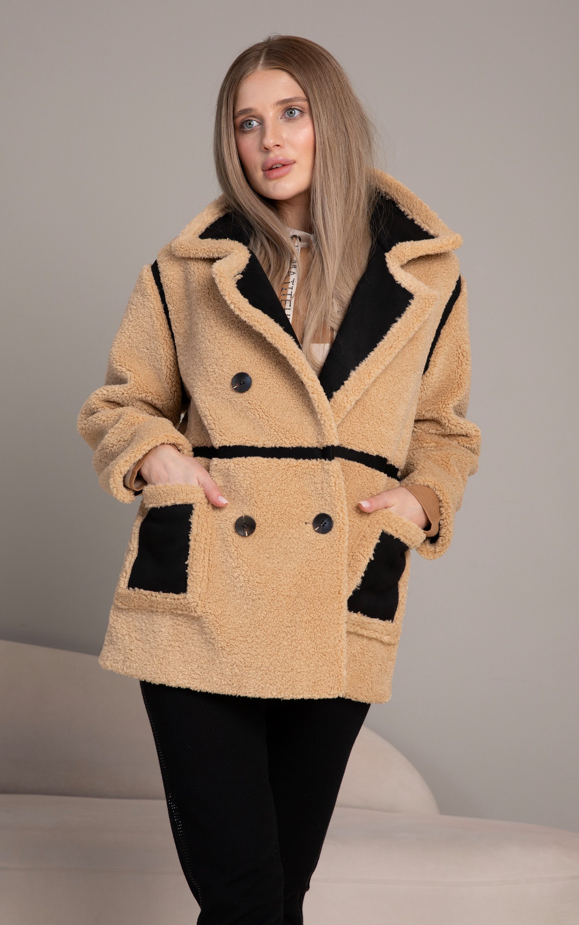 Passioni Winterjacke Teddyfleece Jacke in Beige günstig online kaufen