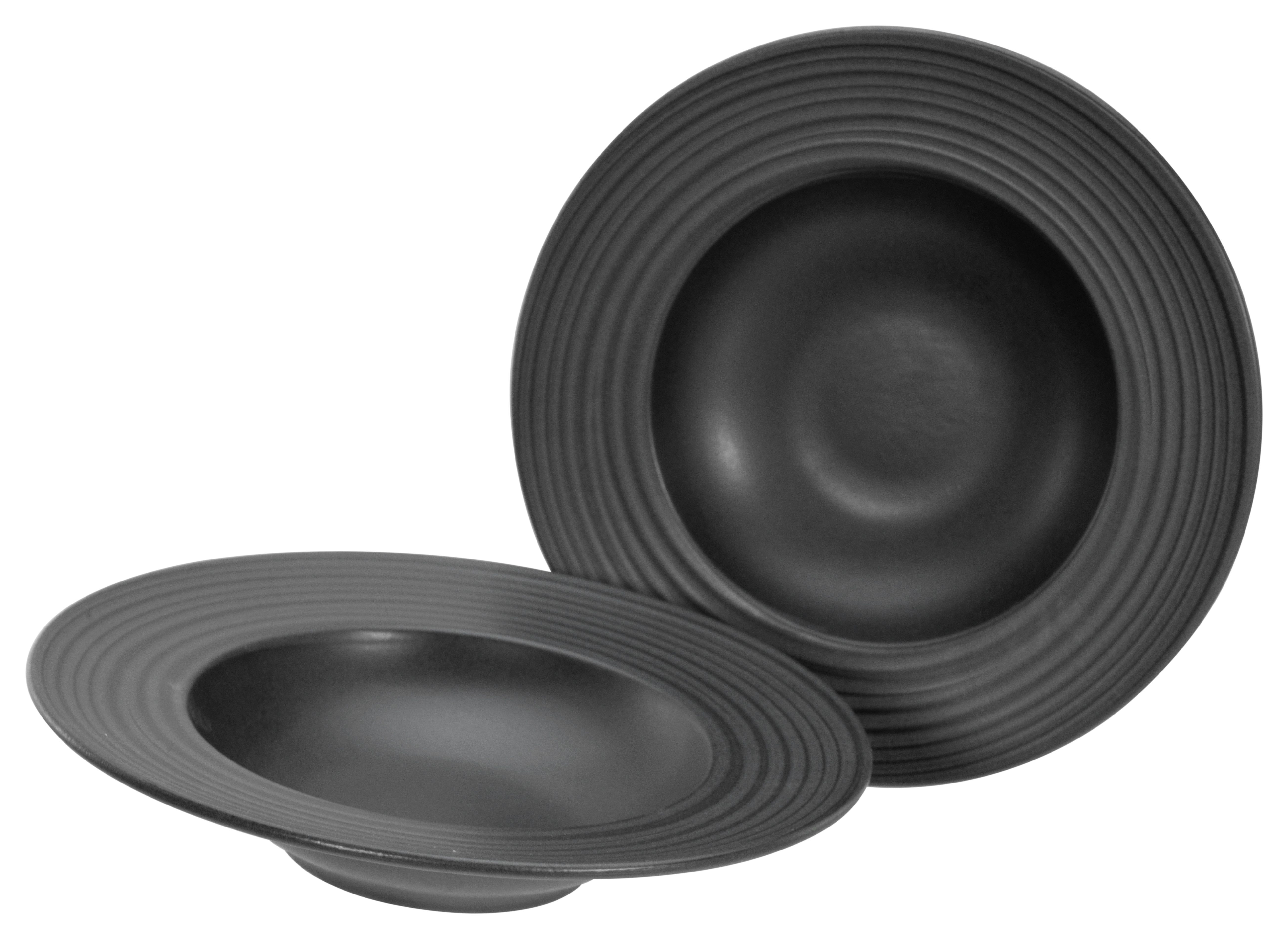 creaTable Pastateller Lava Stone Black, Pasta Gourmetteller Set 2-tlg, (2 St), Teller Set, Seidenmatte Glasur