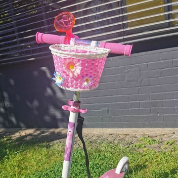 L.A. Sports Fahrradkorb Fahrrad & Scooter Zubehör Set Pink Korb Hupe Kabel-Schloss Schlüssel (Set, 3-tlg), geeignet für Dreirad, Laufrad, Kinderroller, Scooter und Fahrrad