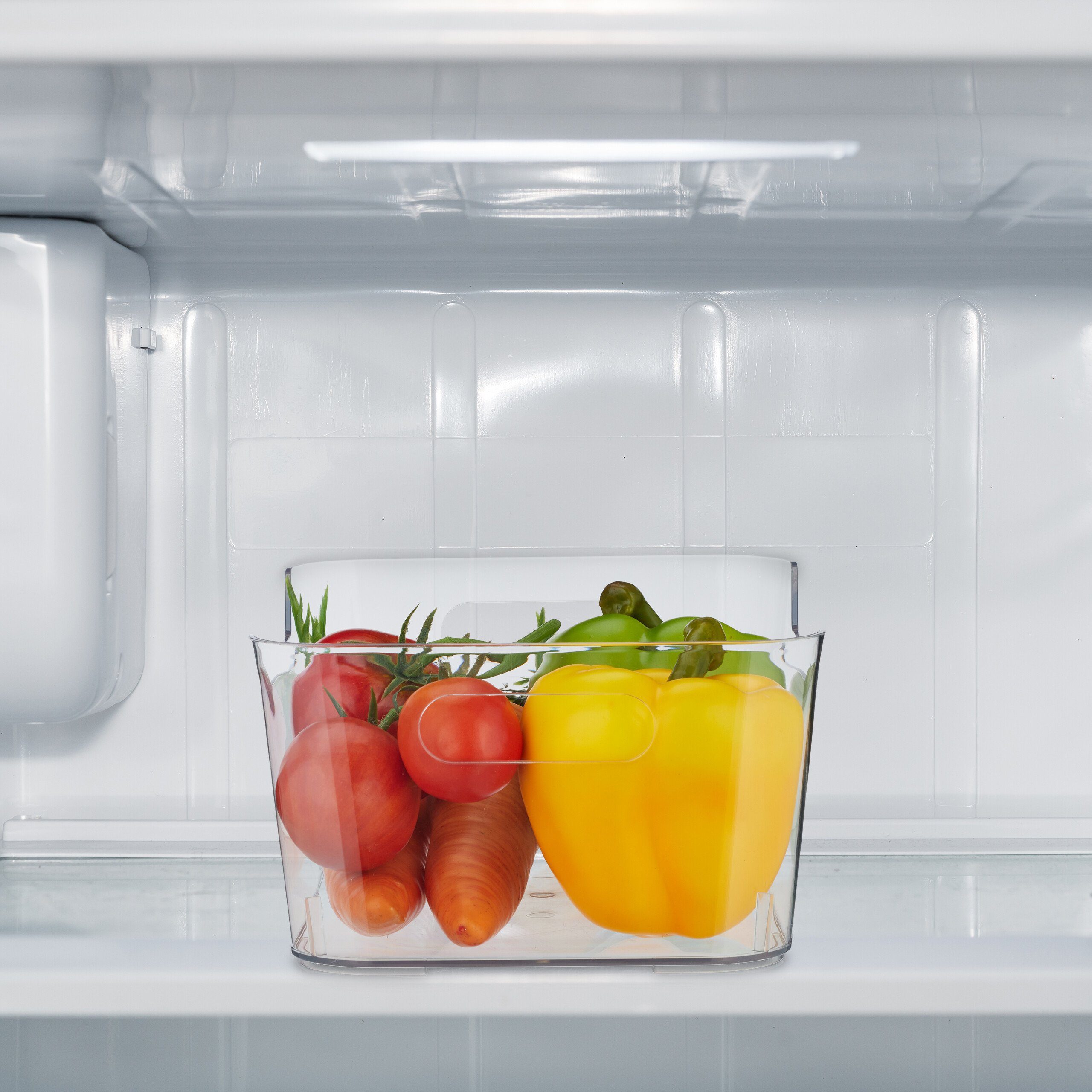 Kunststoff Griffen, Kühlschrank Organizer mit Frischhaltedose relaxdays