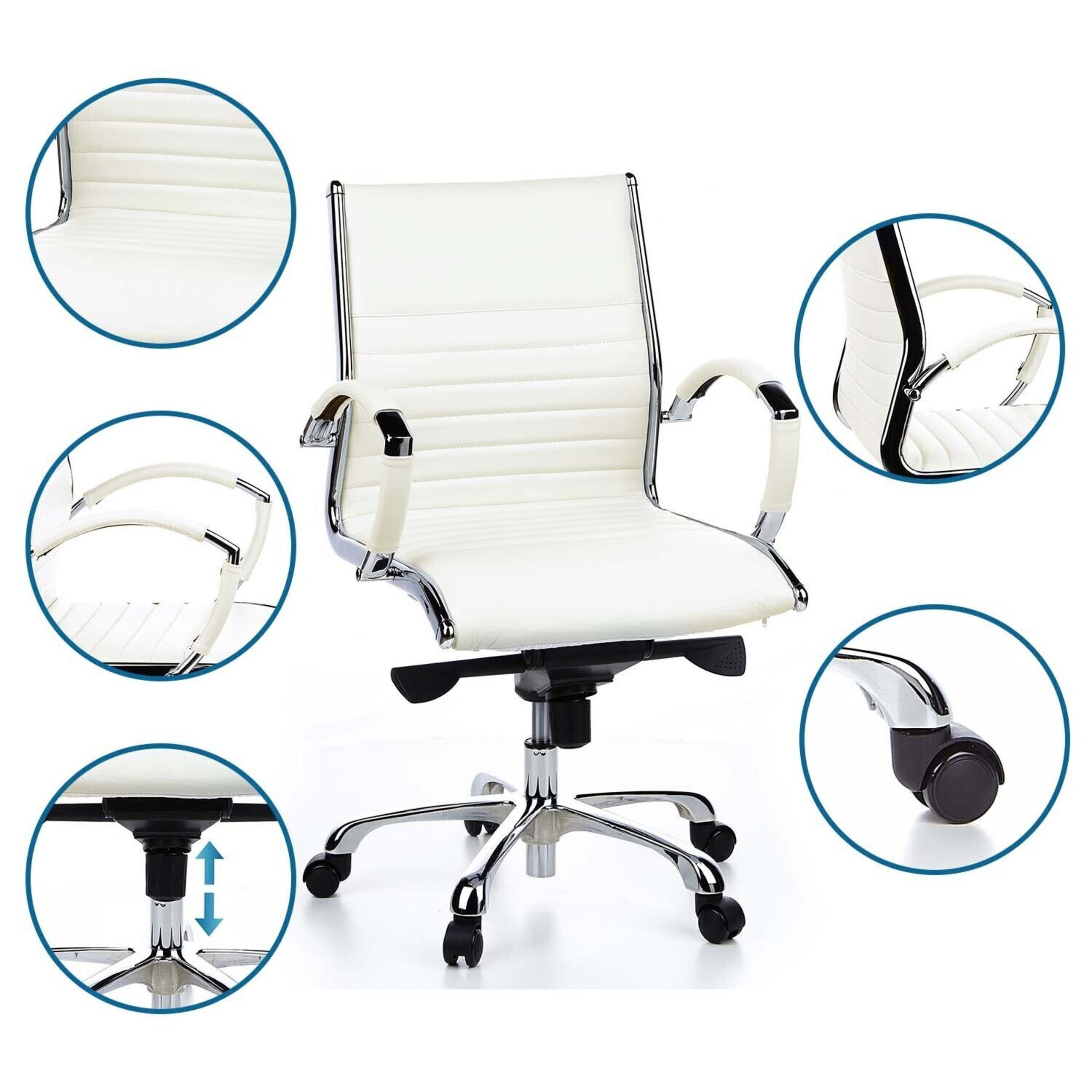 hjh OFFICE Chefsessel Profi Chefsessel Parma 10 Leder mit Armlehnen, Drehstuhl Bürostuhl ergonomisch