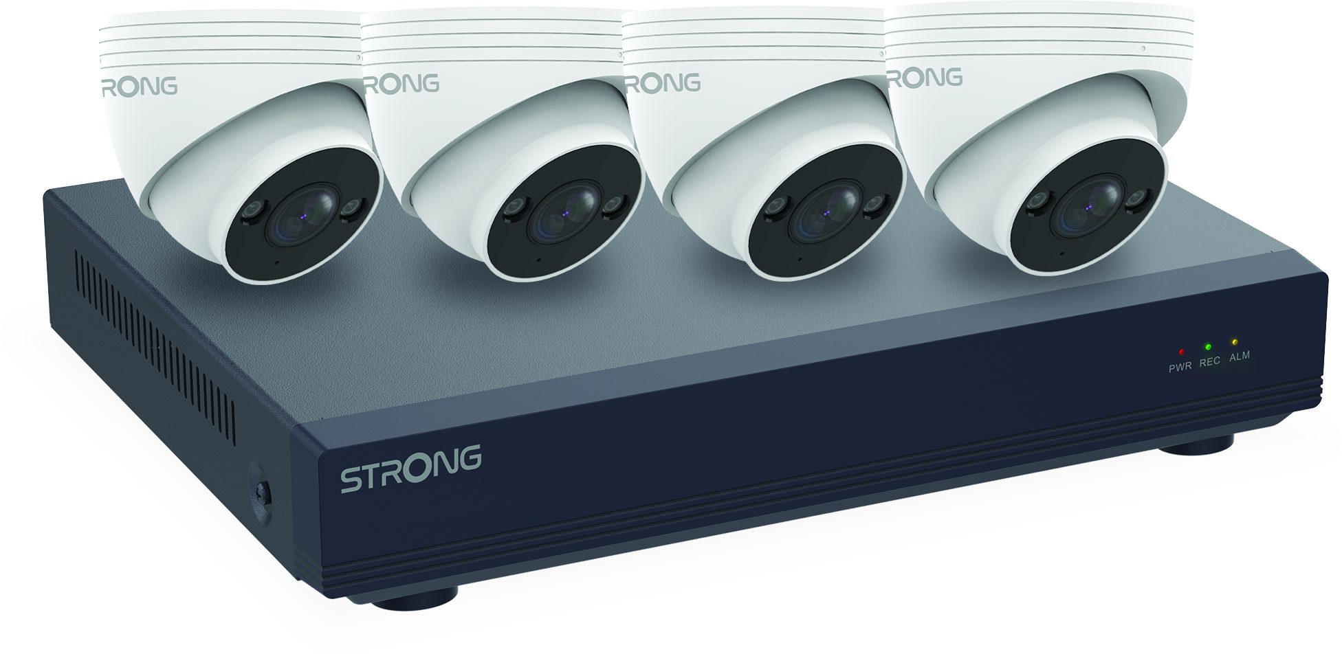 Strong Überwachungskamera - KIT-NVRT NVR-System 12-Kanal 4x FHD PoE Kameras (Innenbereich, Außenbereich, Überwachungssystem, NVR-System mit 12-Kanal Netzwerkrekorder und 4 Kameras, 4 Full-HD Kameras mit Nachtsichtfunktion)