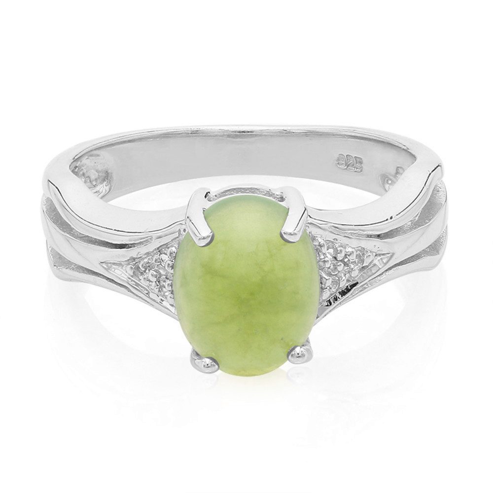 Cavill Silberring Cavill Ring 1,25 ct Chrysopras & 6 weiße Topase, 925 Silber Gr.17 (1-tlg)