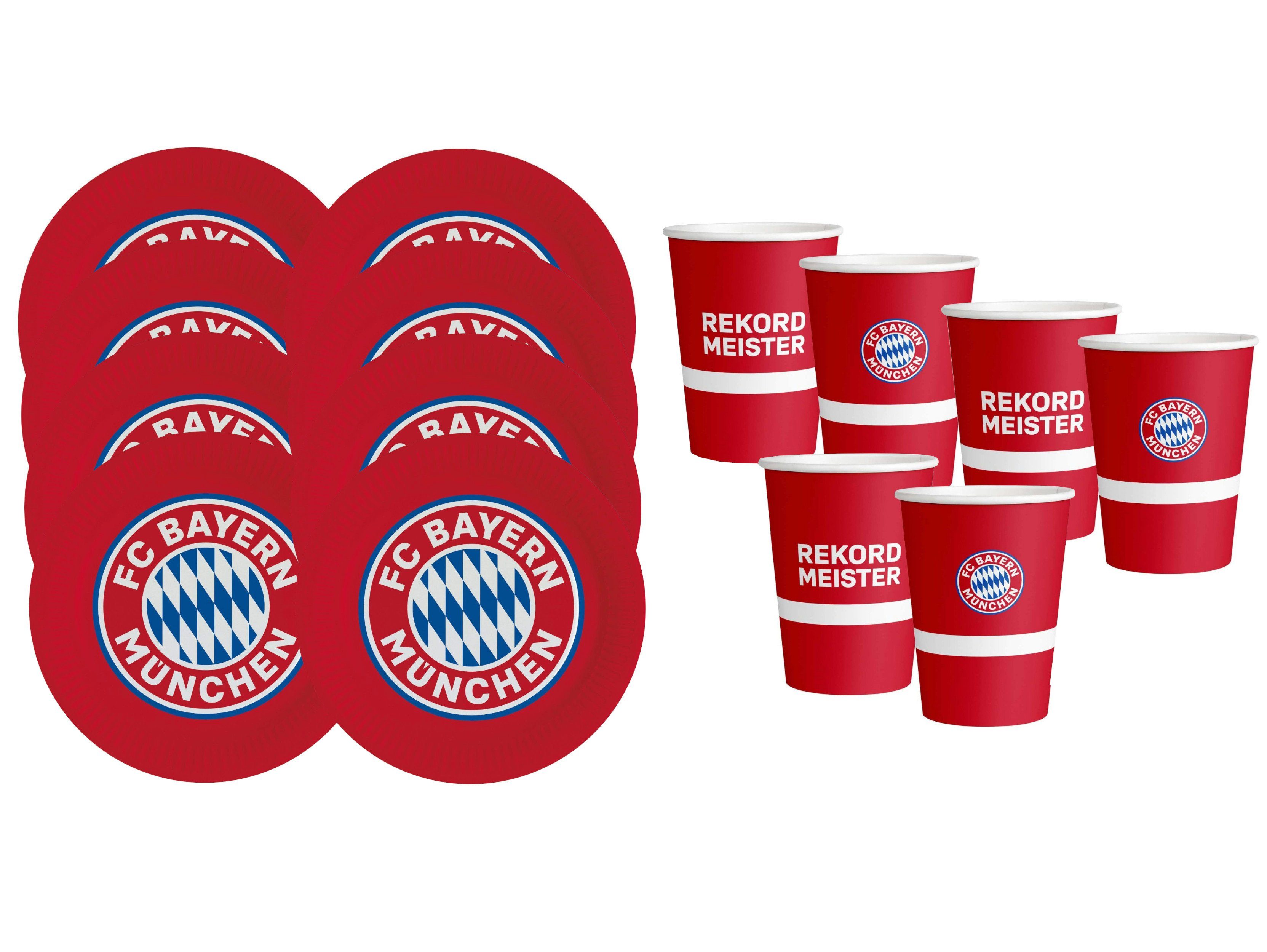 Amscan Spiel, Party-Dekoration FC Bayern München - Party-Set (8 Pappteller + 6 Pappbecher)