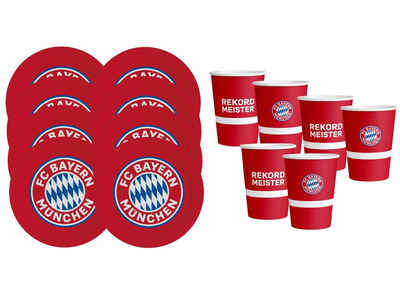 Amscan Spiel, Party-Dekoration FC Bayern München - Party-Set (8 Pappteller + 6 Pappbecher)