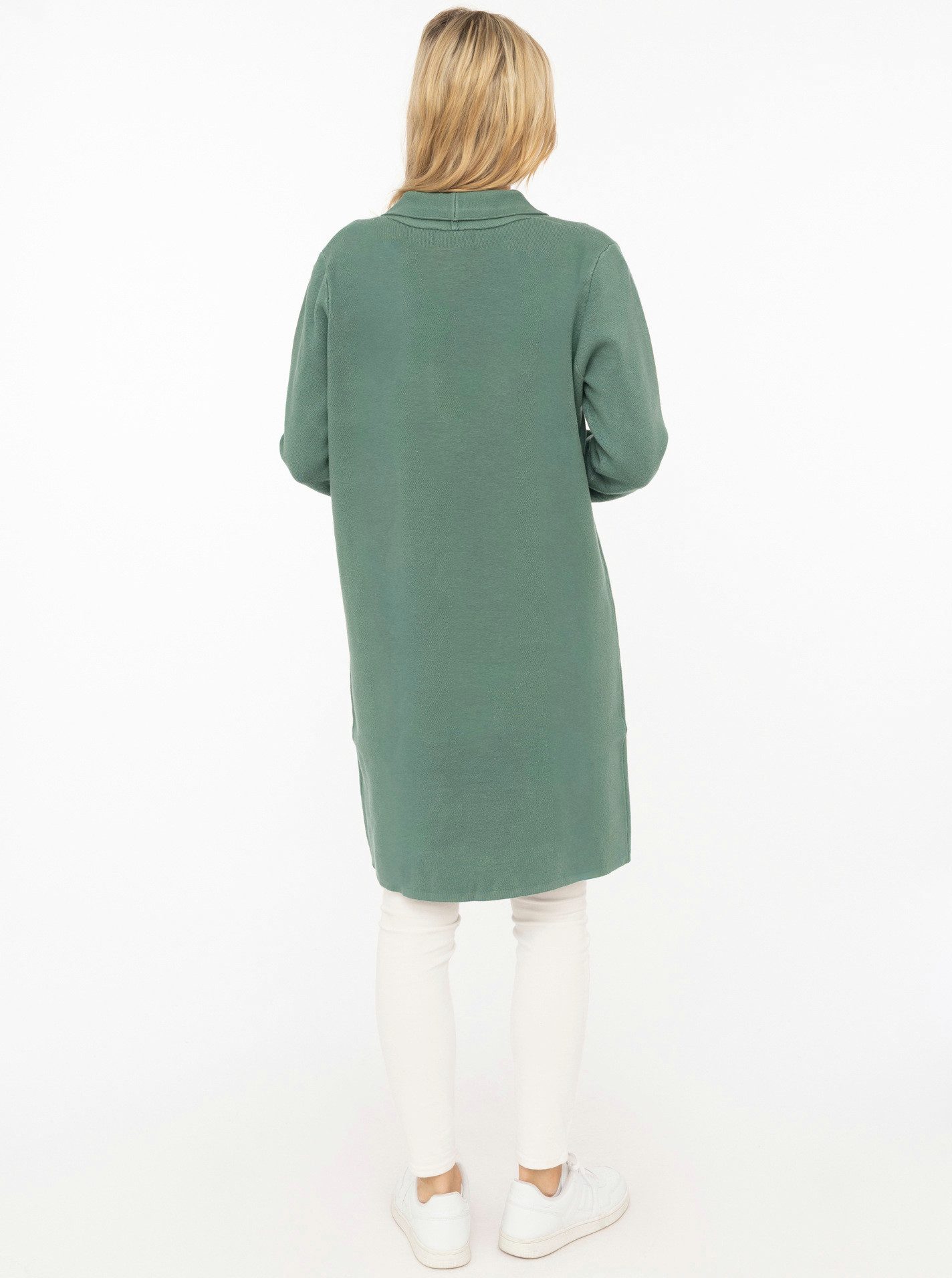 Zwillingsherz Cardigan "Jessi" mit Kragen, Langarm, aufgesetzte Taschen, ohne Verschluss, knielang – Bild 4 von 5