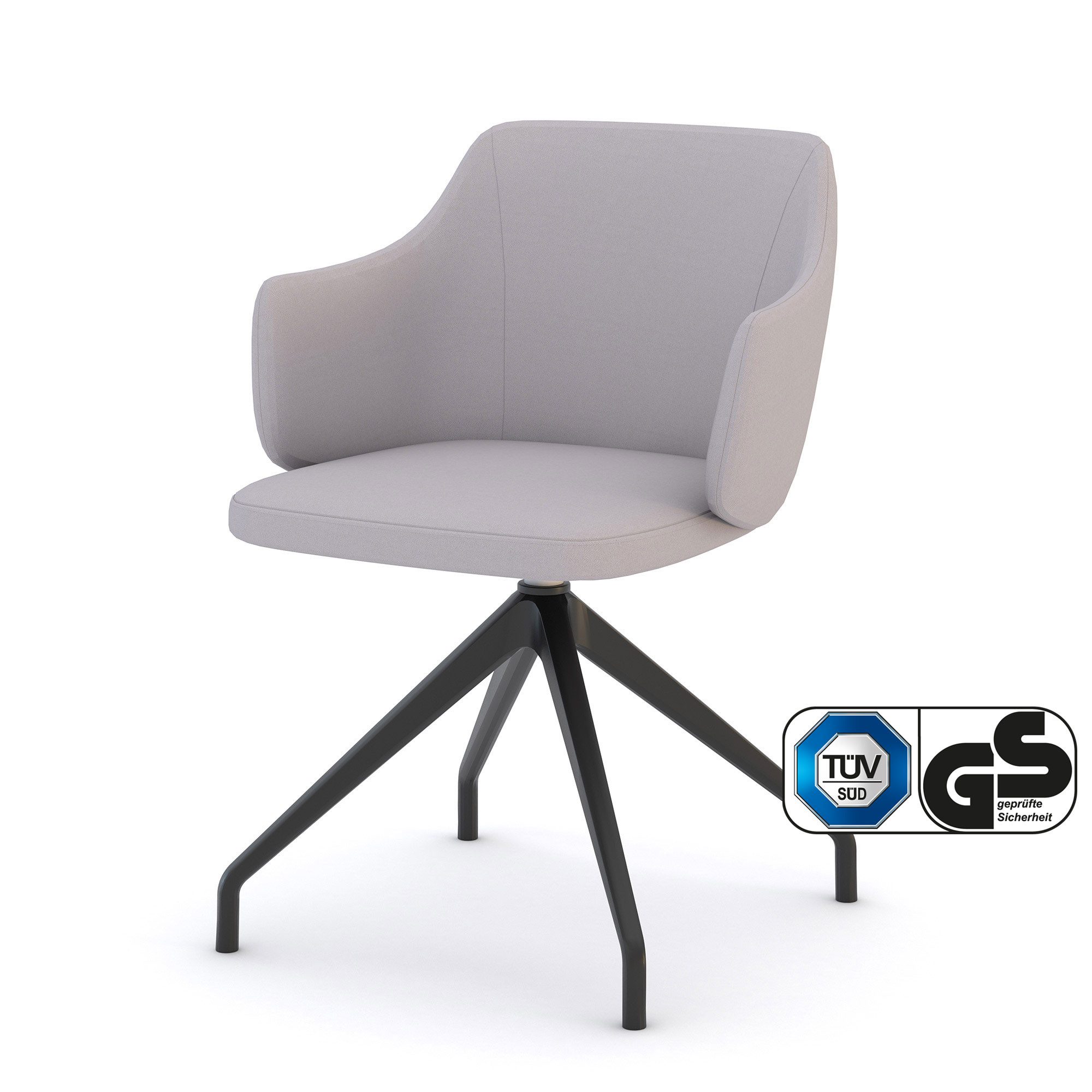 ASSMANN Büromöbel Bürostuhl Consento (Gepolsterte feste Armlehnen als integrierter Teil des Sitzes Era - Forecast (CSE11) 360° drehbar 4 Arm- Fußkreuz Bequemer Polsterrücken Ergonomisch geformt, gepolstert, fertig montiert, für Büro und Homeoffice), TÜV-zertifiziert