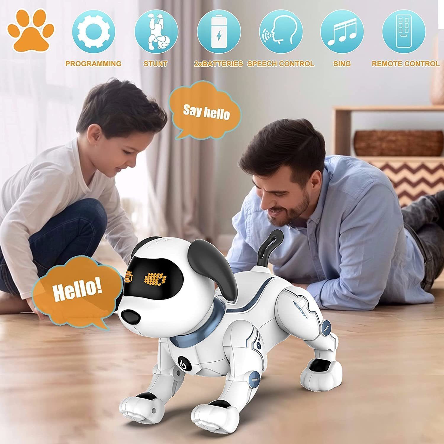 autolock RC-Roboter Intelligenter Roboter Hund,programmierbarer Roboter-Welpe, mit Singen,Tanzen,Sprechen für Kinder, interaktiver Spielzeug