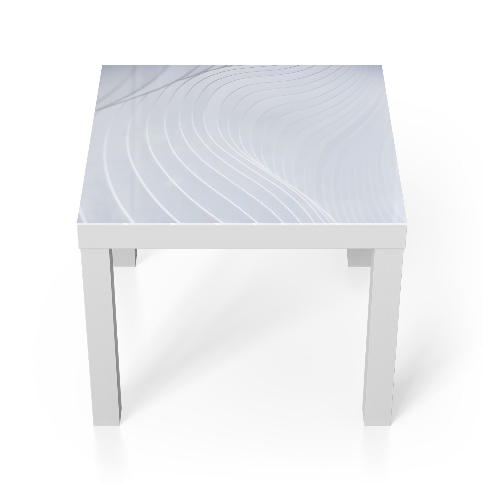 DEQORI Couchtisch 'Abstrakte Wellenstruktur', Glas Beistelltisch Glastisch modern Weiß