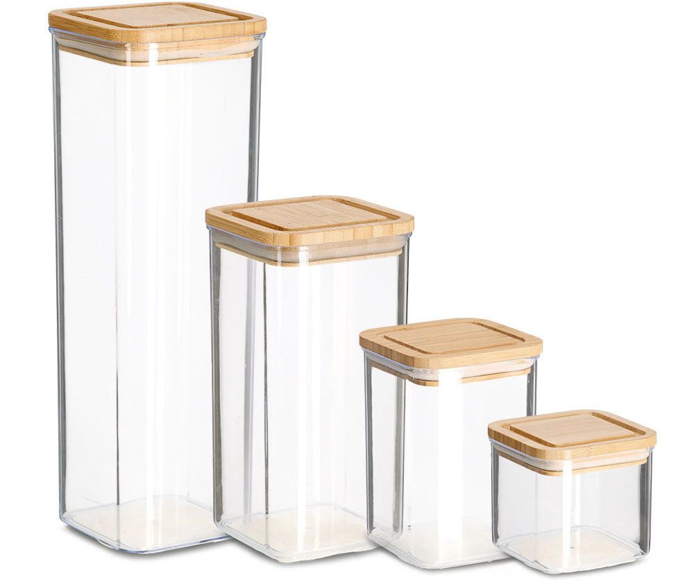 Zeller Present Vorratsdose, Bambus, Polyprophylen (PP), (Set, 4-tlg), 4-teilig: 1900 ml, 1200 ml, 800 ml und 500 ml