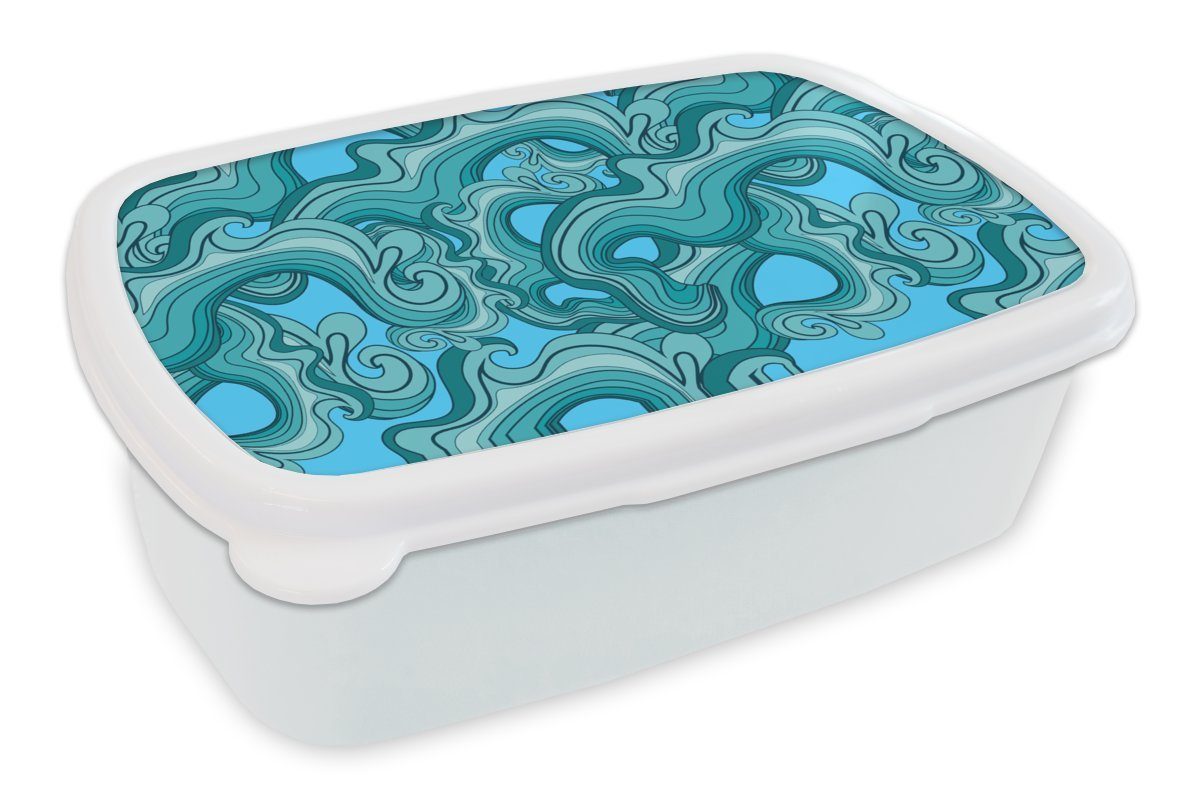 MuchoWow Lunchbox Meer - Muster - Marmor, Kunststoff, (2-tlg), Brotbox für Kinder und Erwachsene, Brotdose, für Jungs und Mädchen weiß