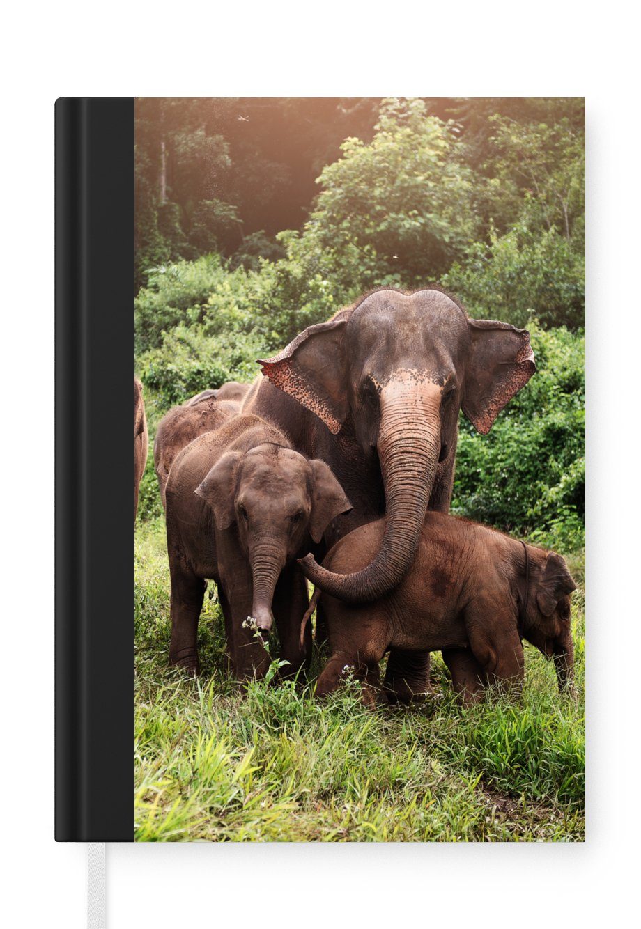 MuchoWow Notizbuch Elefant - Notizheft, Wald Journal, A5, - Gras Merkzettel, - Seiten, Haushaltsbuch Tagebuch, - 98 Grün, Tiere