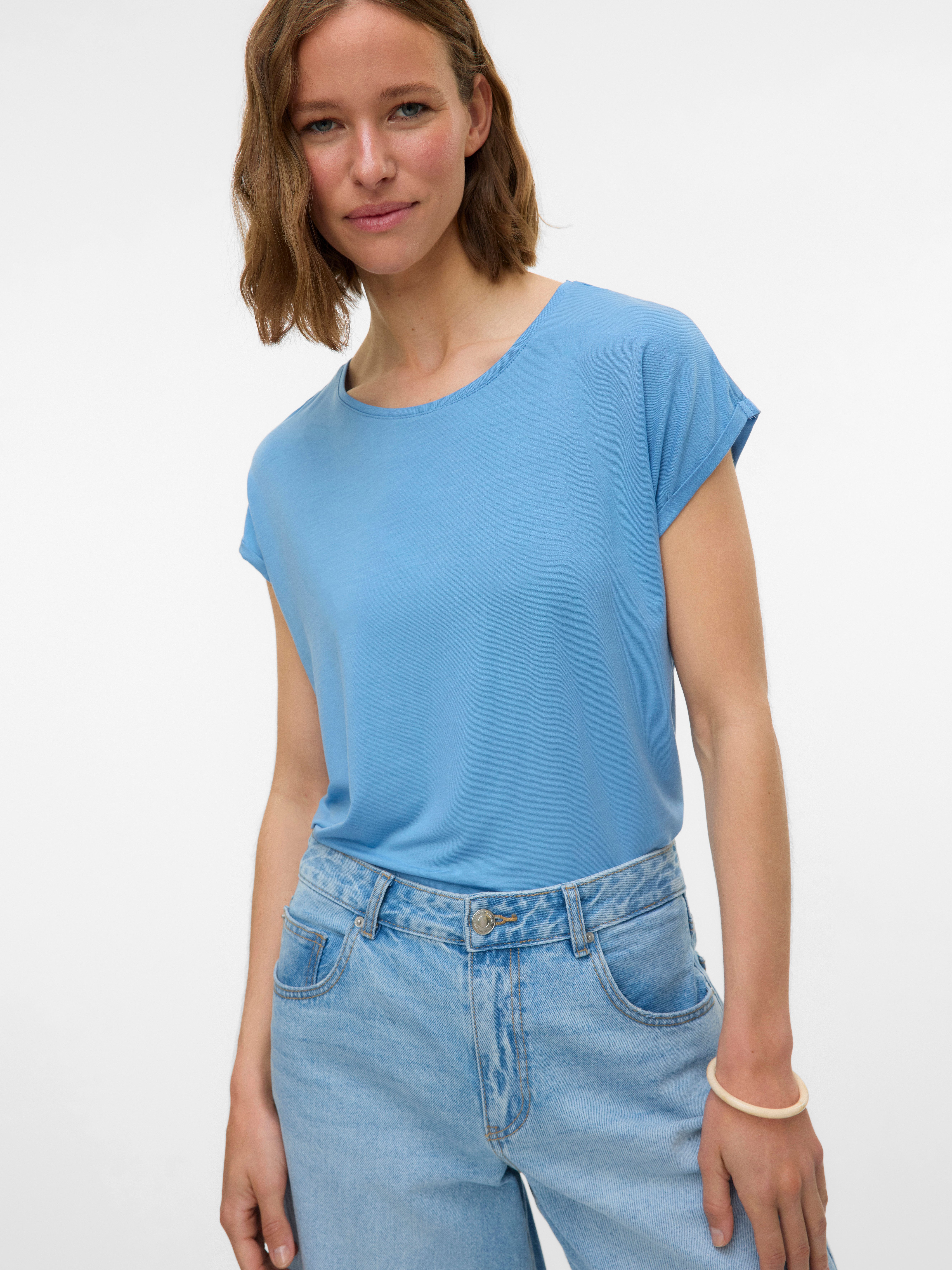 Vero Moda Rundhalsshirt VMAVA PLAIN SS TOP GAJRS NOOS günstig online kaufen
