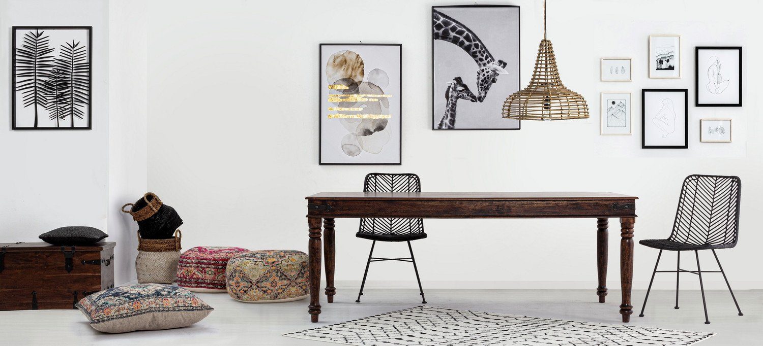Esstisch Tischbeine Akazie x mit 100 Jaipur Esstisch x 200 Natur24 massiver 76cm Design